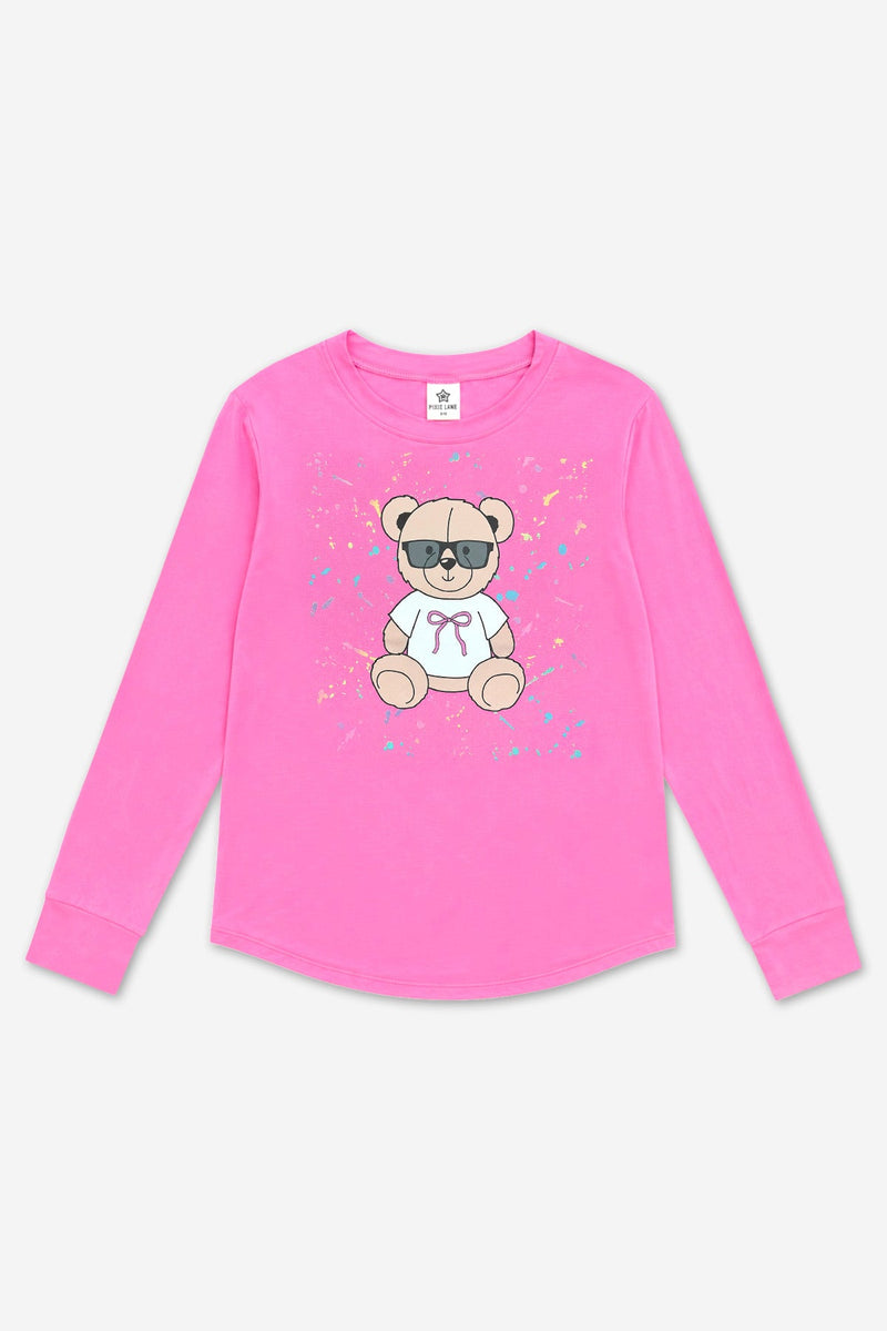 Modal Long Sleeve Shirttail Top - Pink Teddy - NEW!