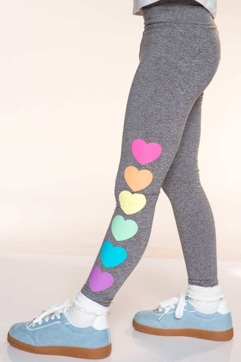 Simply Soft Luxe Mid-Rise Long Legging - Heather Grey Rainbow Heart - NEW!