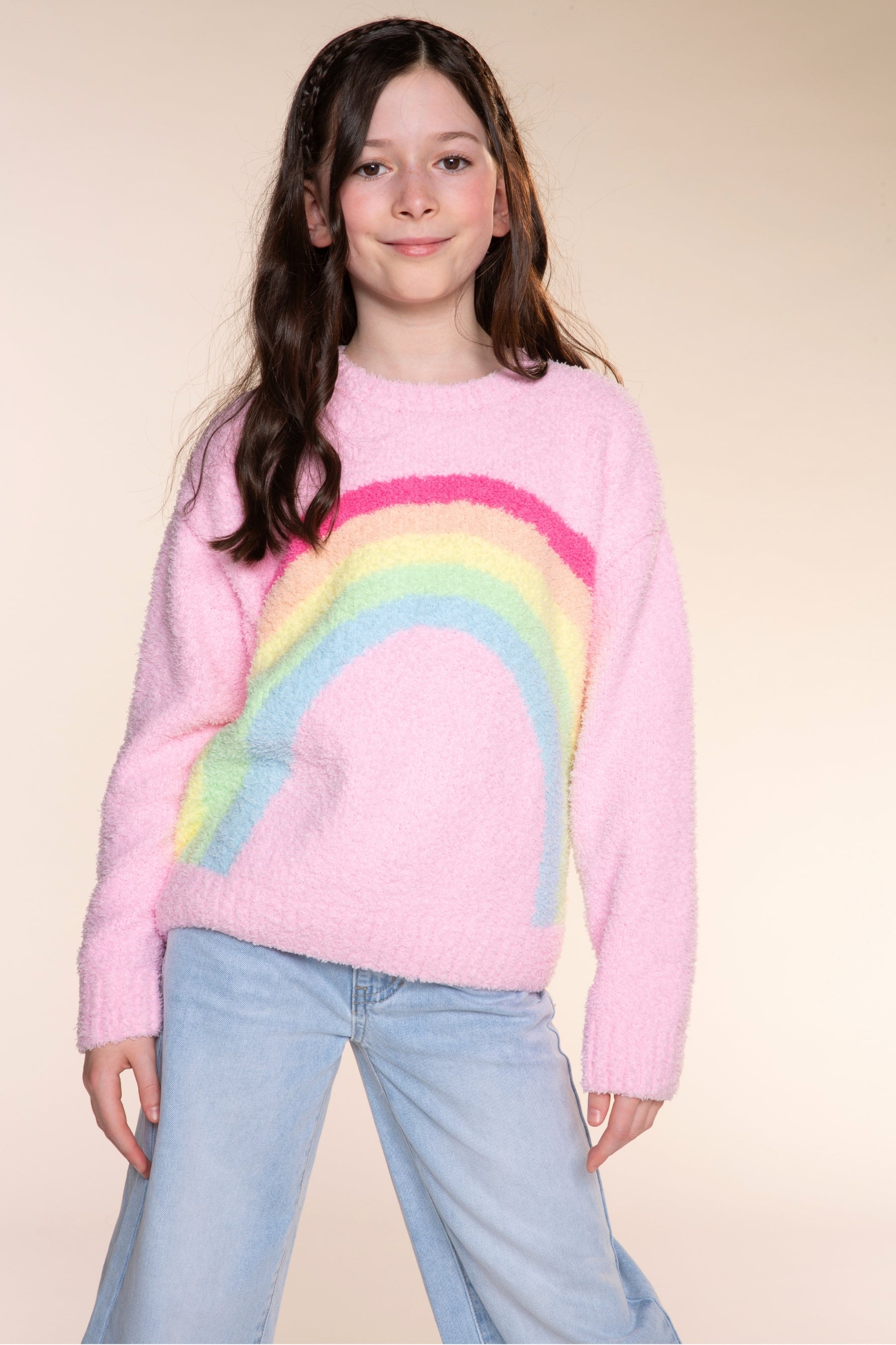 Cloud Plush Crew Neck Sweater - Dusty Blue Pink Star - NEW!