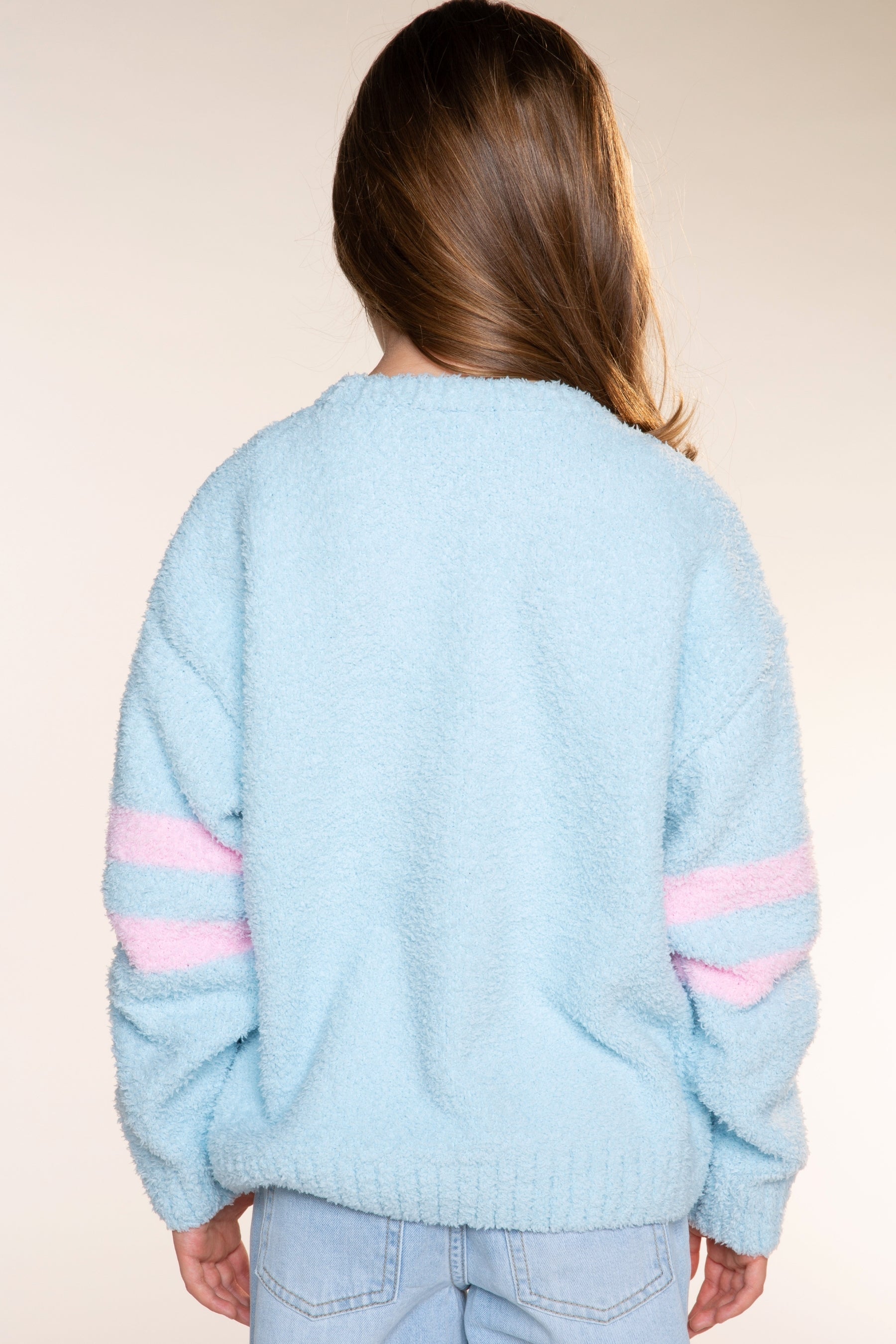 Cloud Plush Crew Neck Sweater - Dusty Blue Pink Star - NEW!