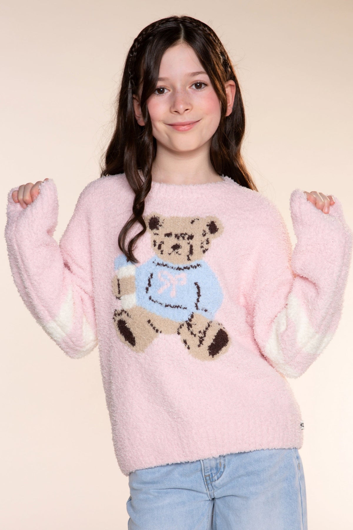 2 Pack Cloud Plush Crew Neck Sweater - Pink Rainbow | Dusty Blue Pink Star - NEW!