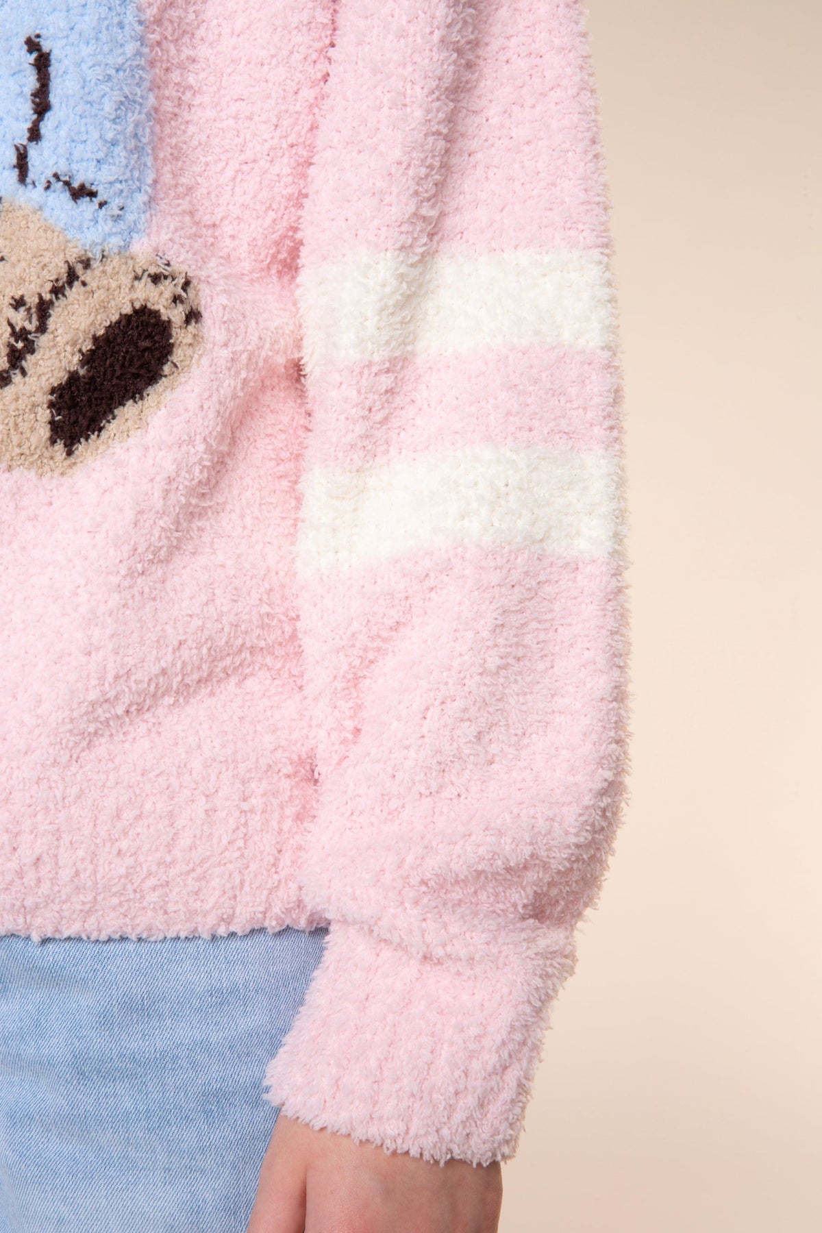 2 Pack Cloud Plush Crew Neck Sweater - Pink Rainbow | Dusty Blue Pink Star - NEW!