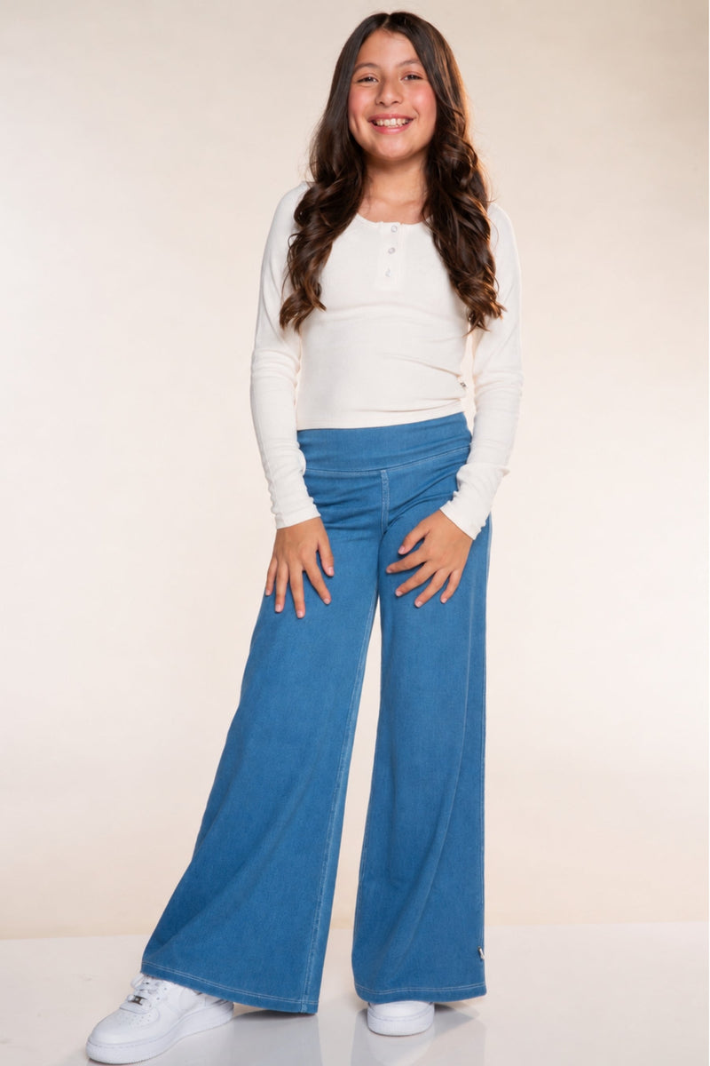 Super Stretch Soft Denim Wide Leg Jegging - Vintage Blue - NEW!
