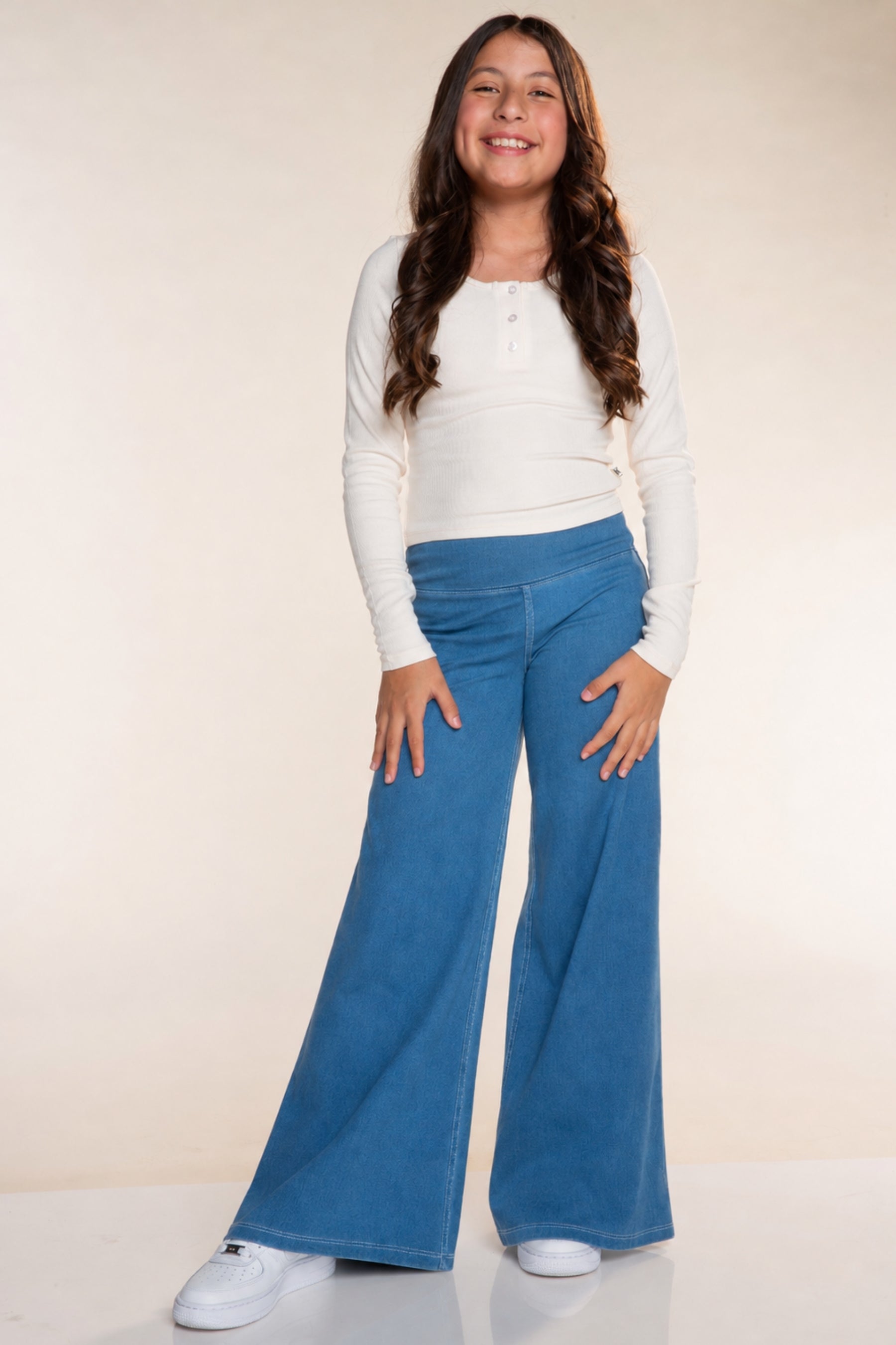 Super Stretch Soft Denim Wide Leg Jegging - Light Blue Denim - NEW!