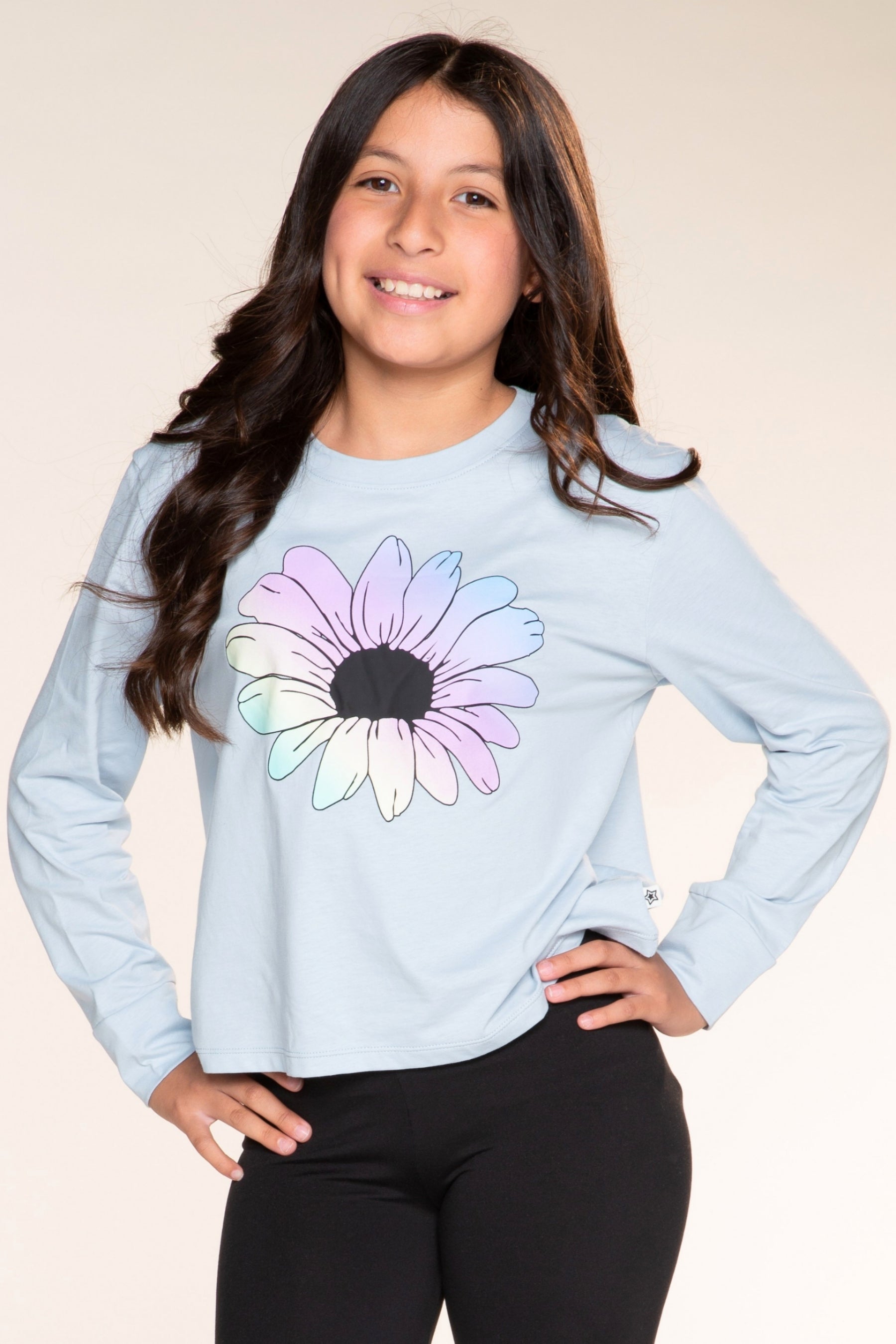 Washed Cotton Long Sleeve Easy Tee - Charcoal Pink Sketch Emojis - NEW!