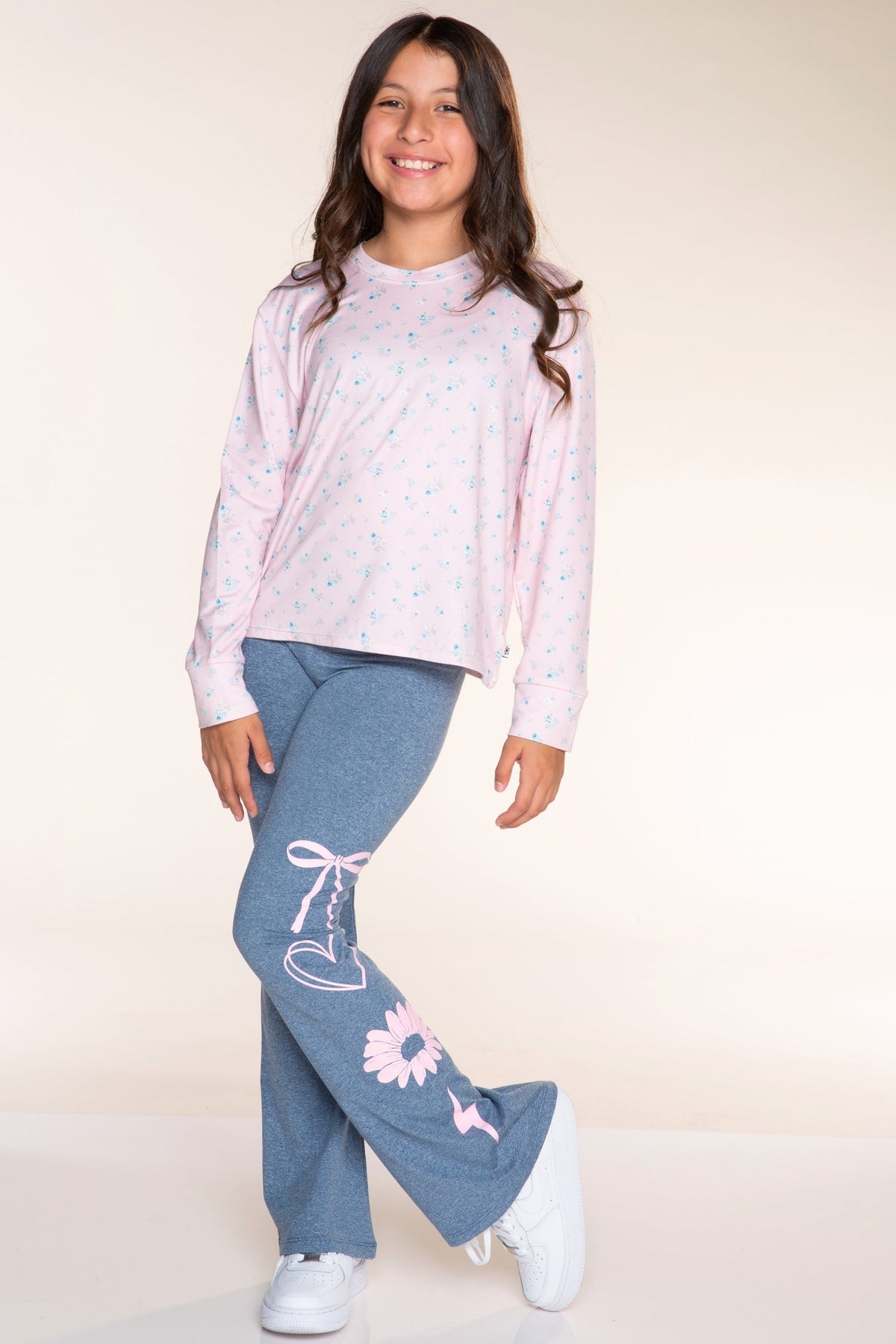 Simply Soft Luxe Flare Legging - Vintage Denim Light Pink Emoji - NEW!