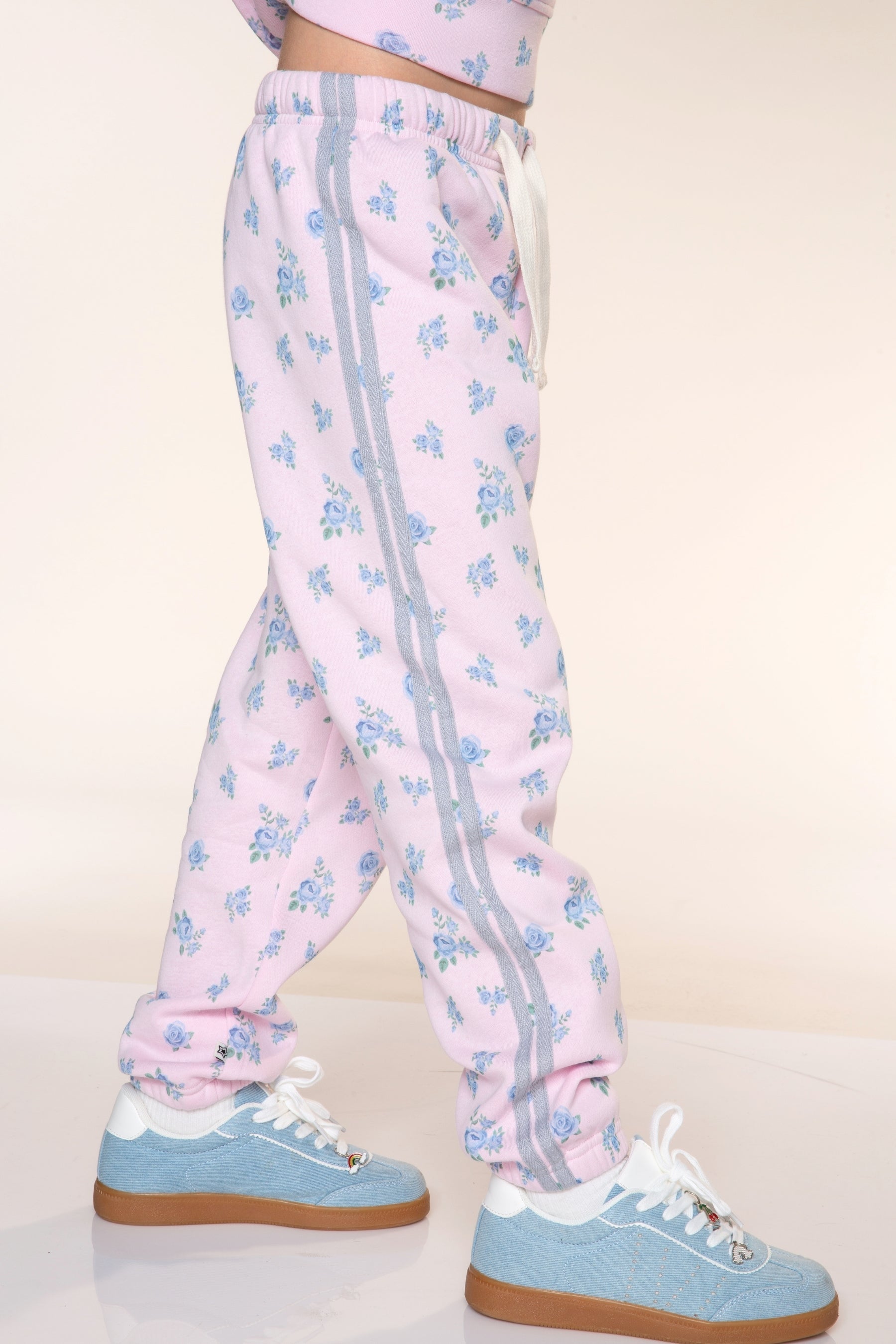 Cloud Soft French Terry Sweatpant - Light Pink Floral - NEW!