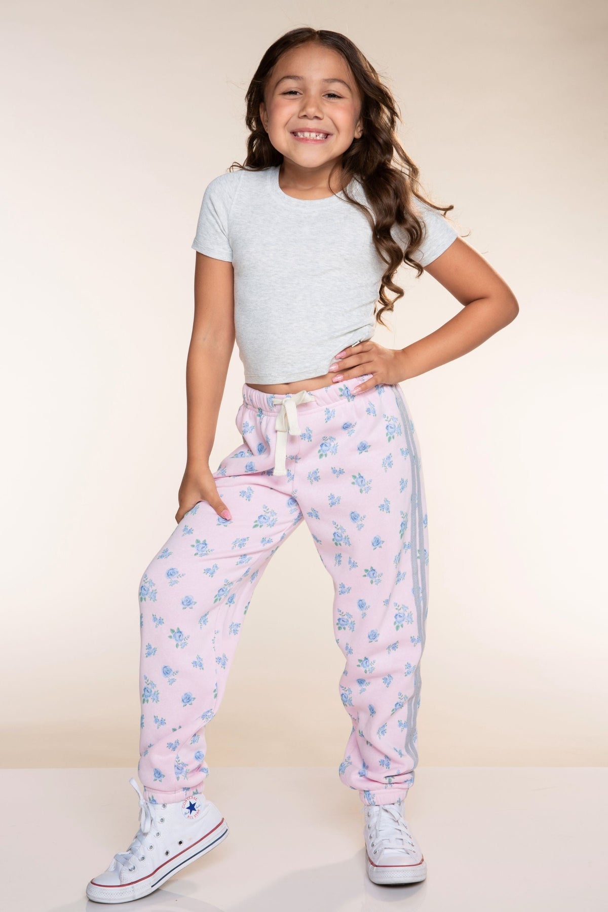 Cloud Soft French Terry Sweatpant - Light Pink Floral - NEW!