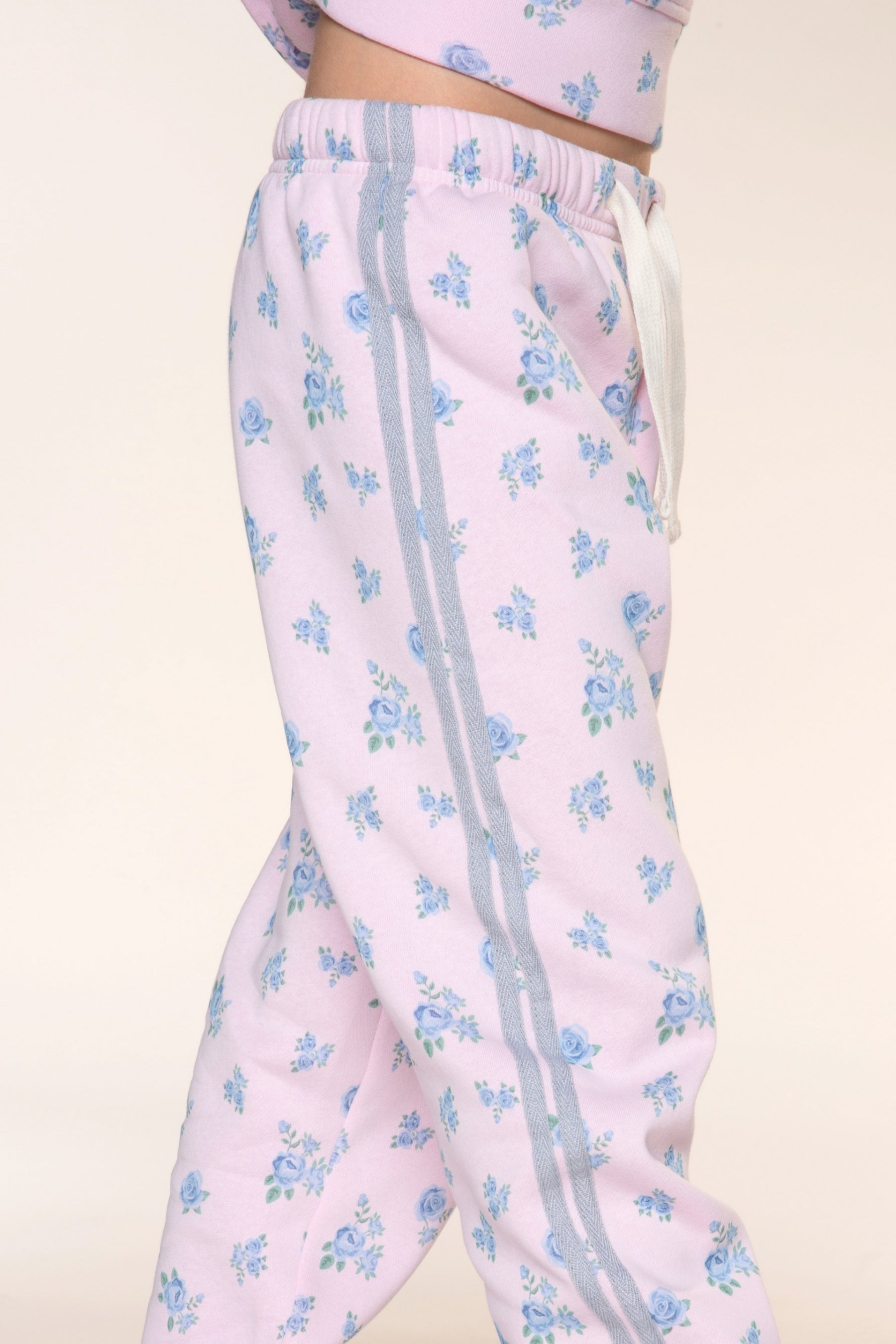 Cloud Soft French Terry Sweatpant - Light Pink Floral - NEW!