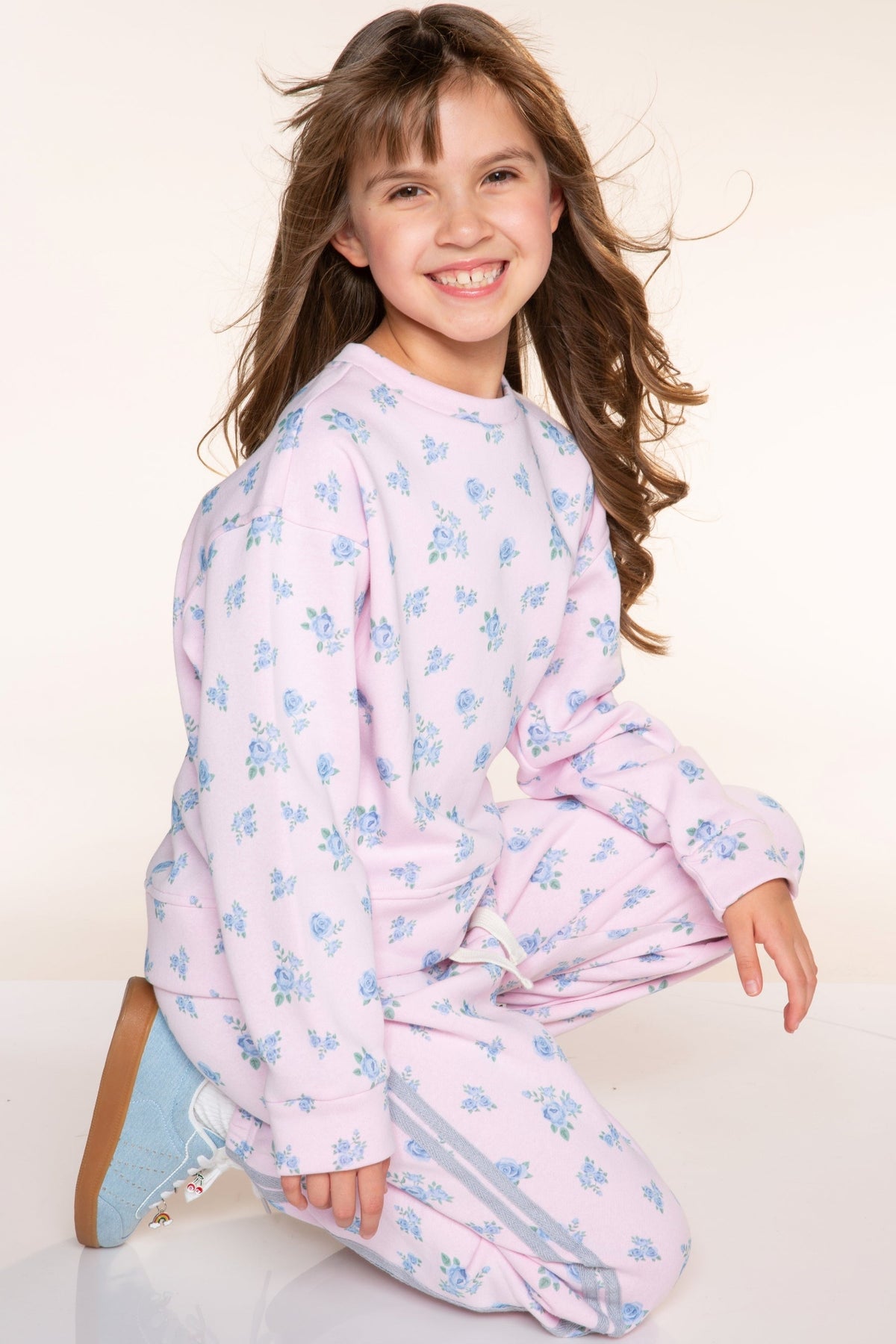 Cloud Soft French Terry Sweatpant - Light Pink Floral - NEW!