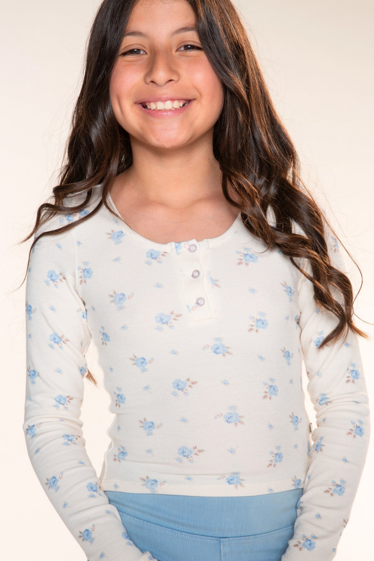 4-Pack Ultra-Soft Rib Fitted Henley - Black | Powder Pink | Powder Blue | Ivory Floral - NEW!