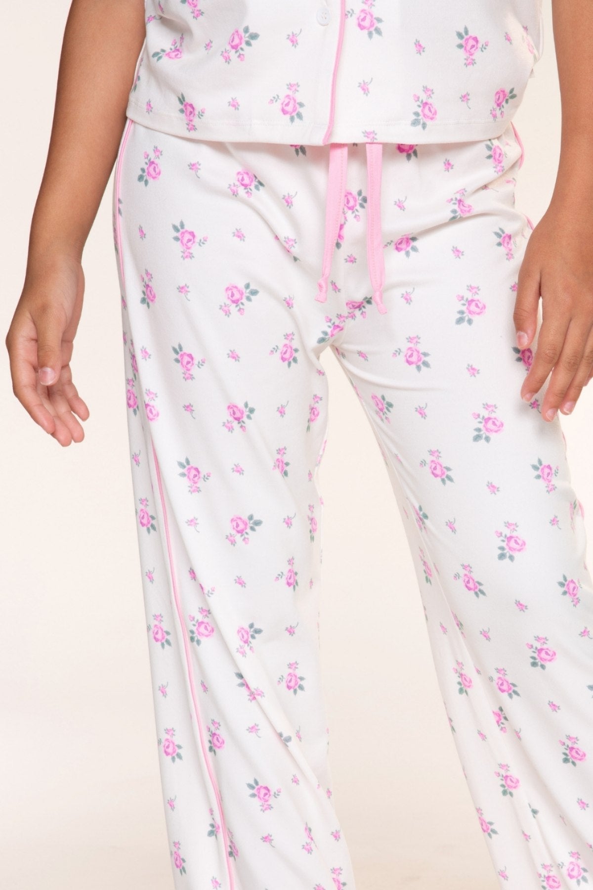Simply Soft Button Down Tee & Karate Pant - Ivory Pink Floral - NEW!