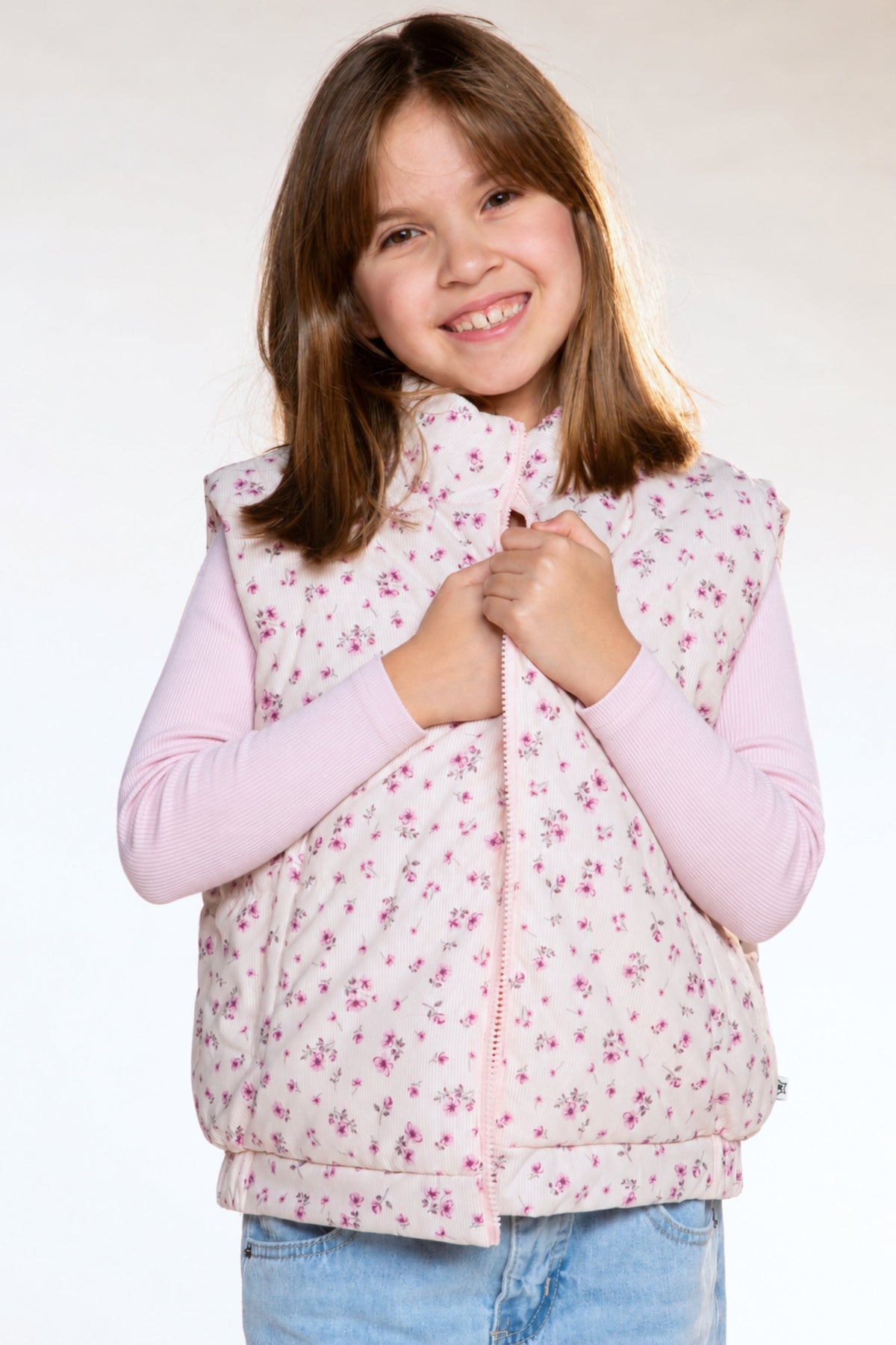 Relaxed Cuorduroy Puffer Vest - Pink Floral - NEW!