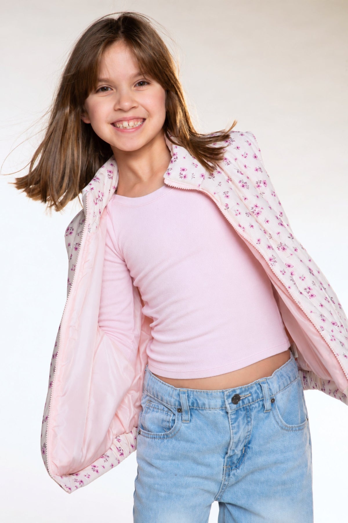 Relaxed Cuorduroy Puffer Vest - Pink Floral - NEW!