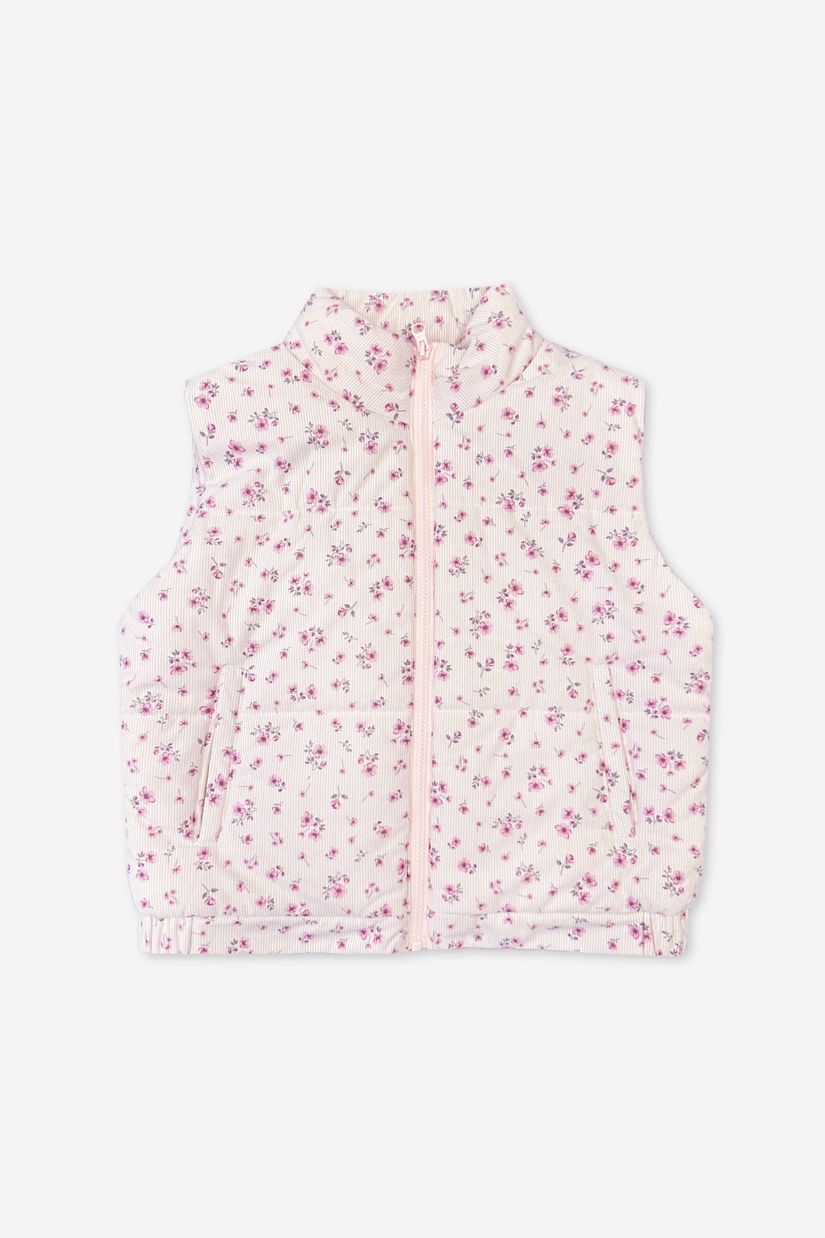 Relaxed Cuorduroy Puffer Vest - Pink Floral - NEW!