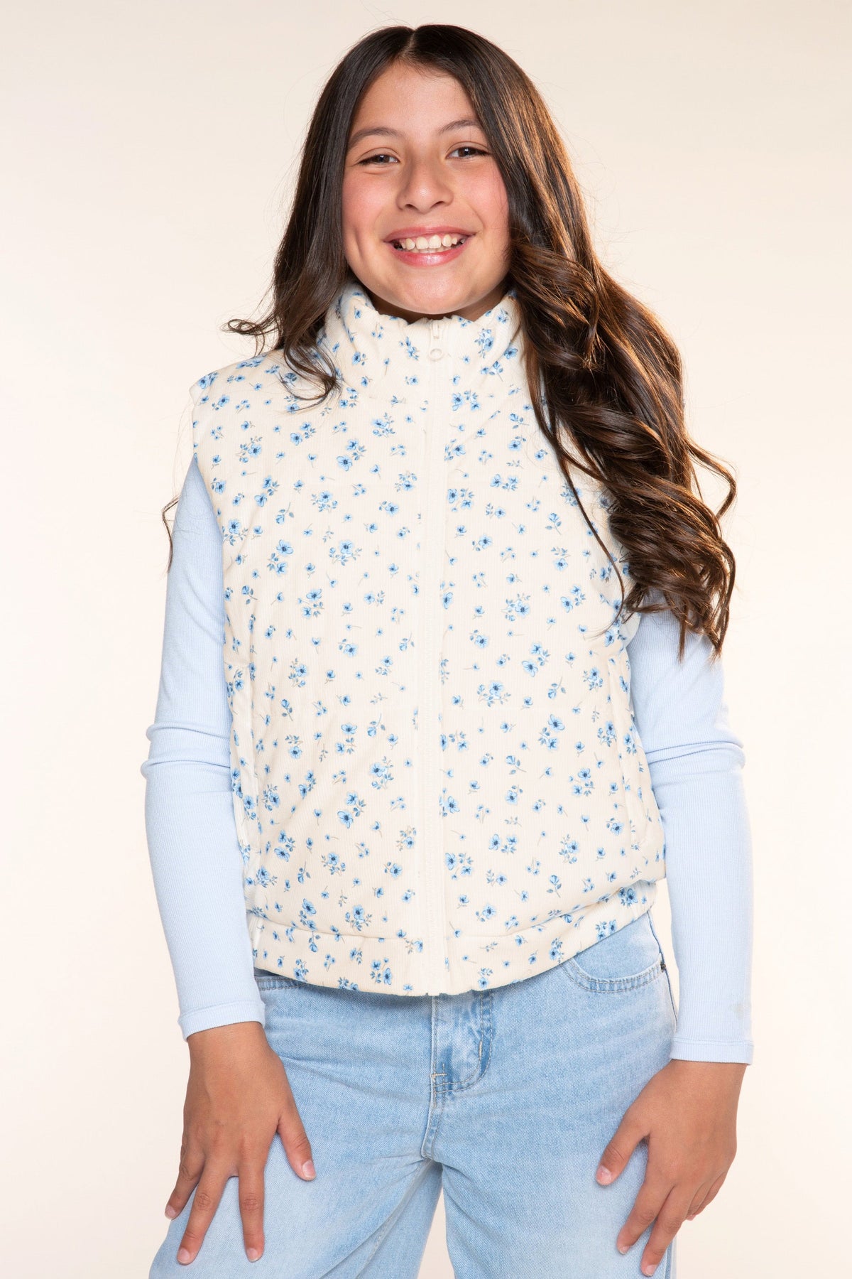 Relaxed Cuorduroy Puffer Vest - Pink Floral - NEW!