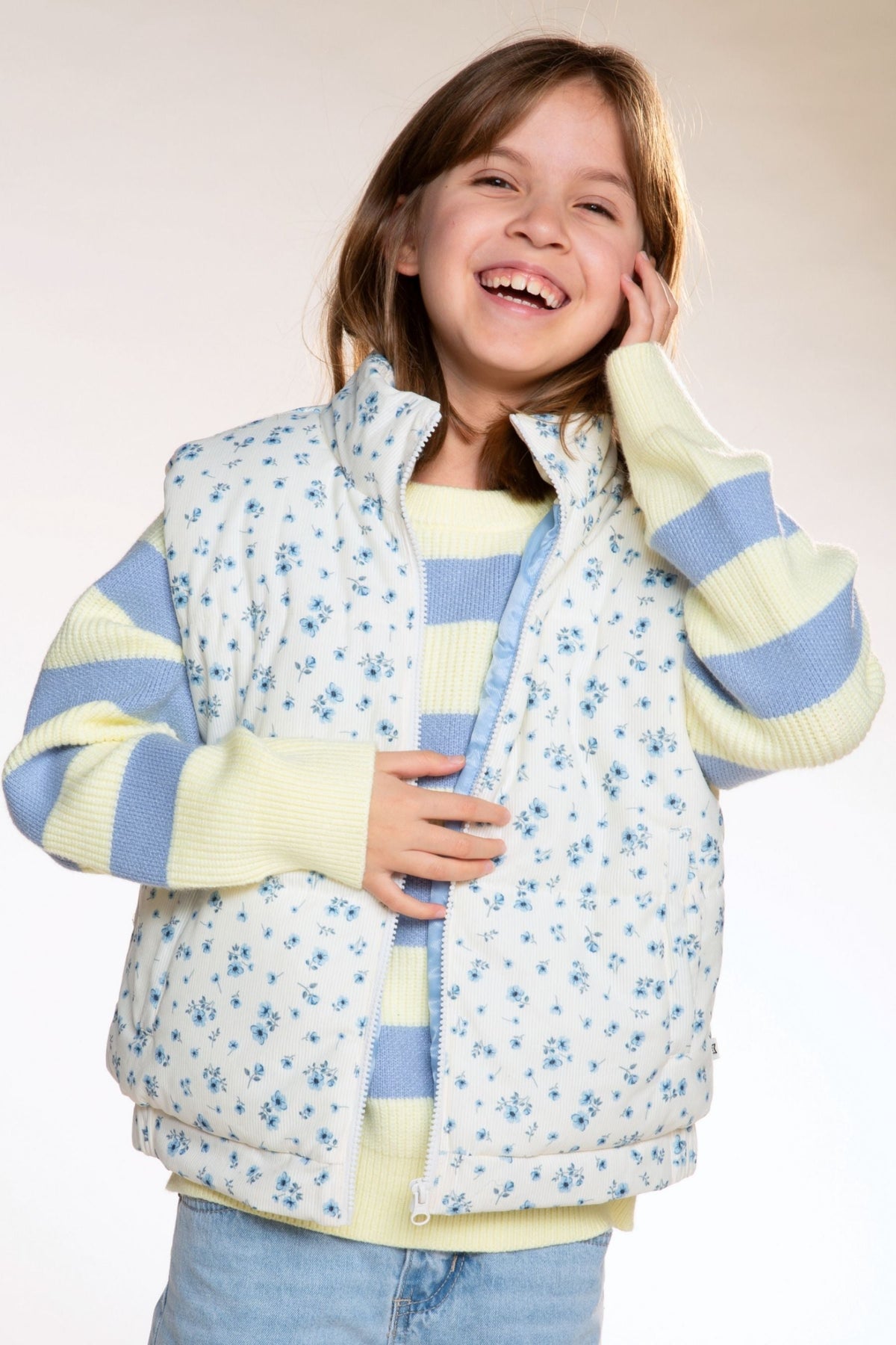 Relaxed Cuorduroy Puffer Vest - Pink Floral - NEW!