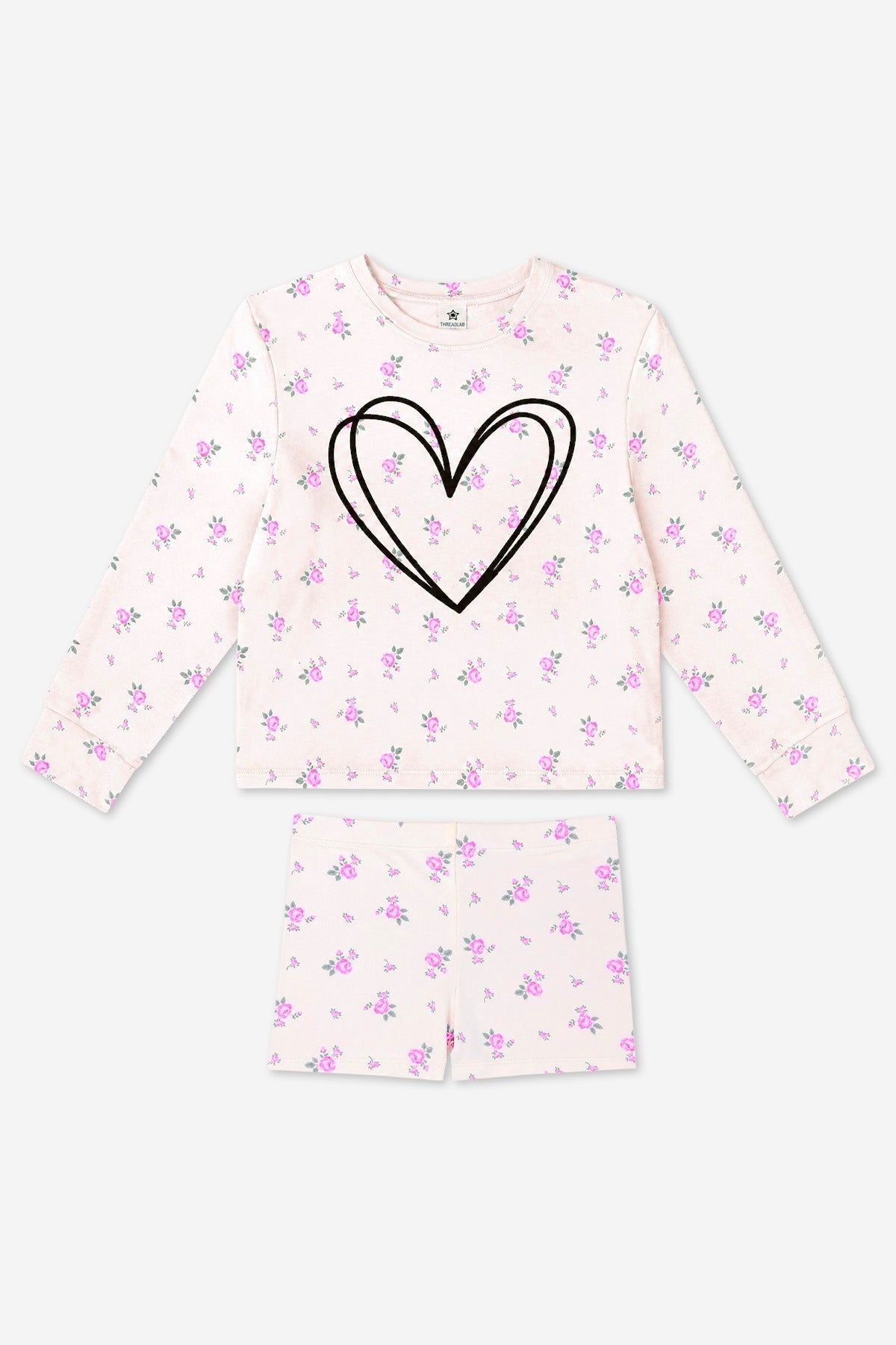 Simply Soft Long Sleeve Easy Tee & Tumble Short Lounge Set - Ivory Blue Floral - NEW!