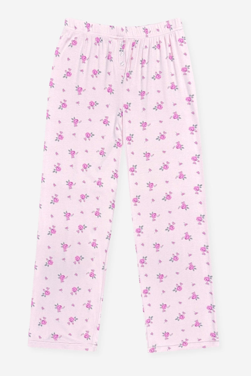 Ultra-Soft Rib Wide Leg Pant - Pink Floral - NEW!