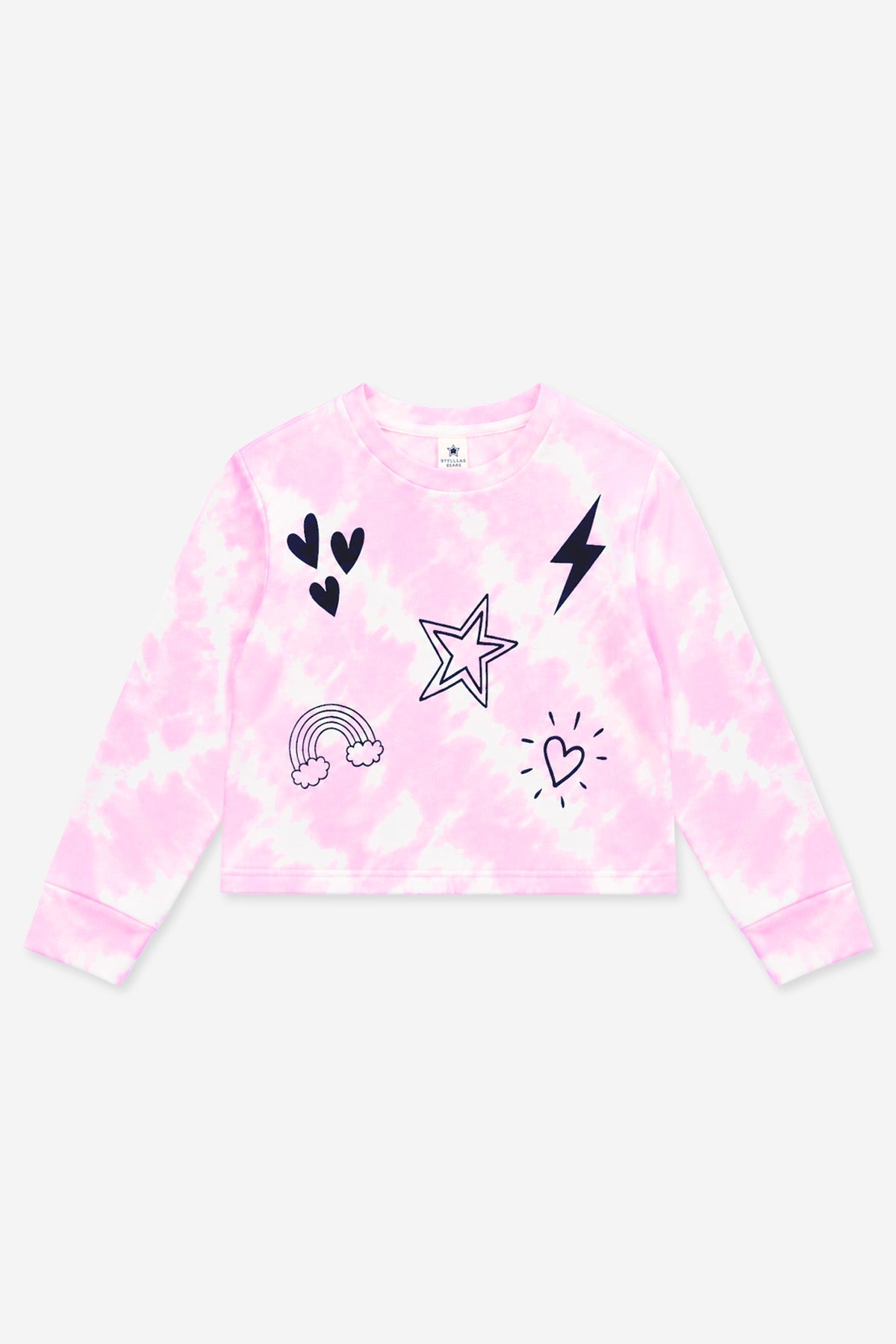 3 Pack Cloud Soft French Terry Easy Crew Sweatshirt, Sweatpant & Simply Soft Tee - Pink Ivory Tie Dye Love Icons | Black - NEW!