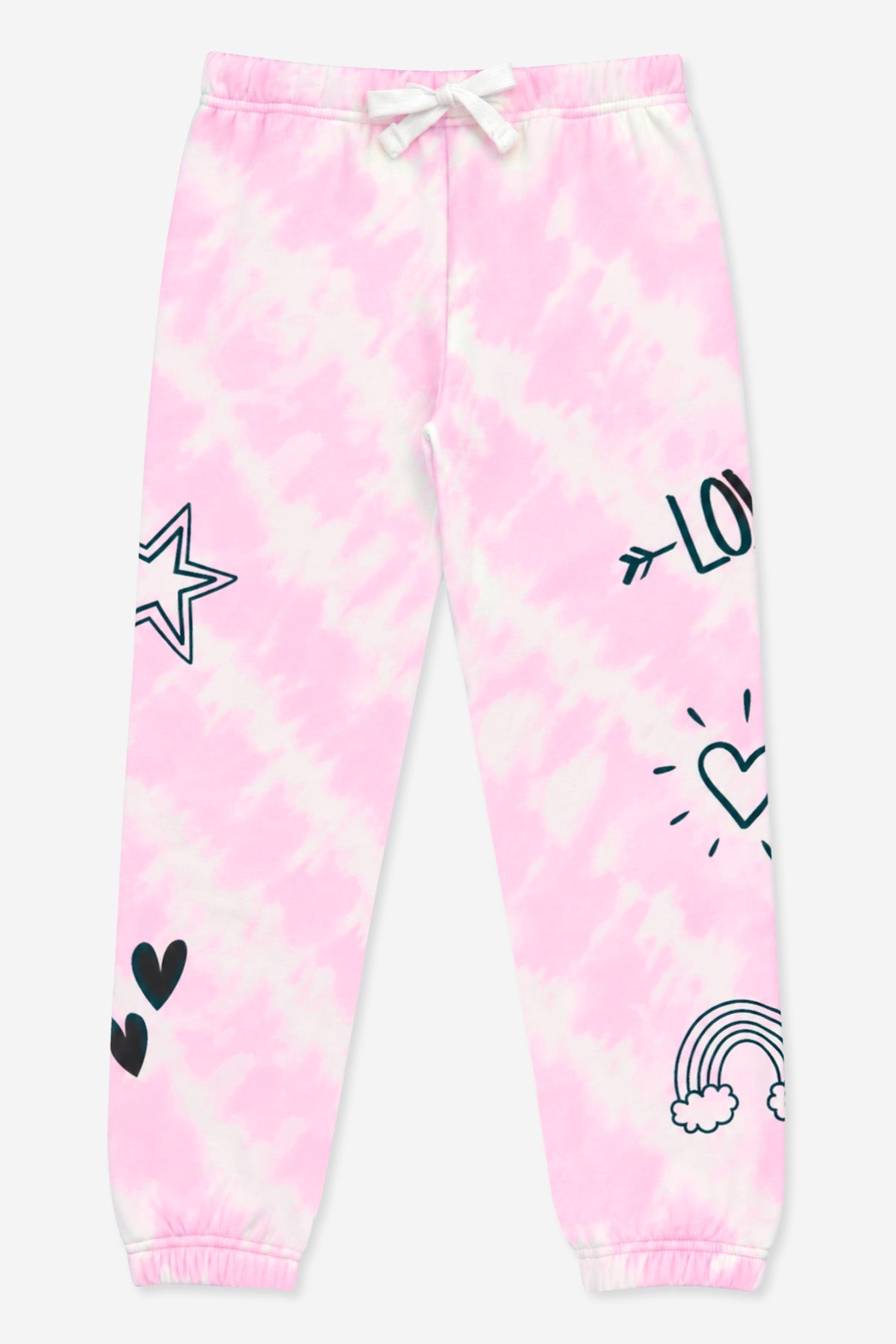 3 Pack Cloud Soft French Terry Easy Crew Sweatshirt, Sweatpant & Simply Soft Tee - Pink Ivory Tie Dye Love Icons | Black - NEW!