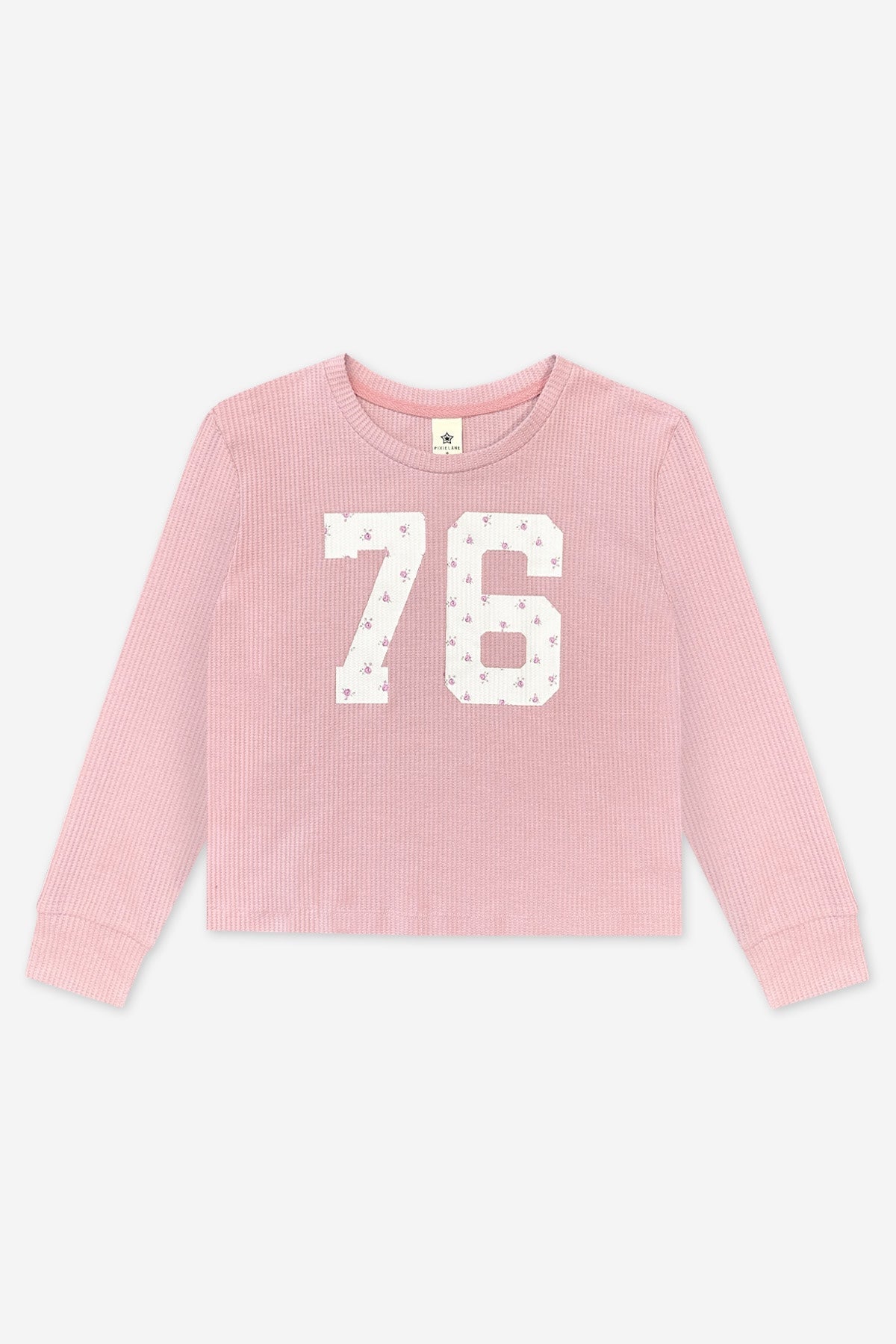 Waffle Long Sleeve Easy Tee - Pink Floral 76 - NEW!