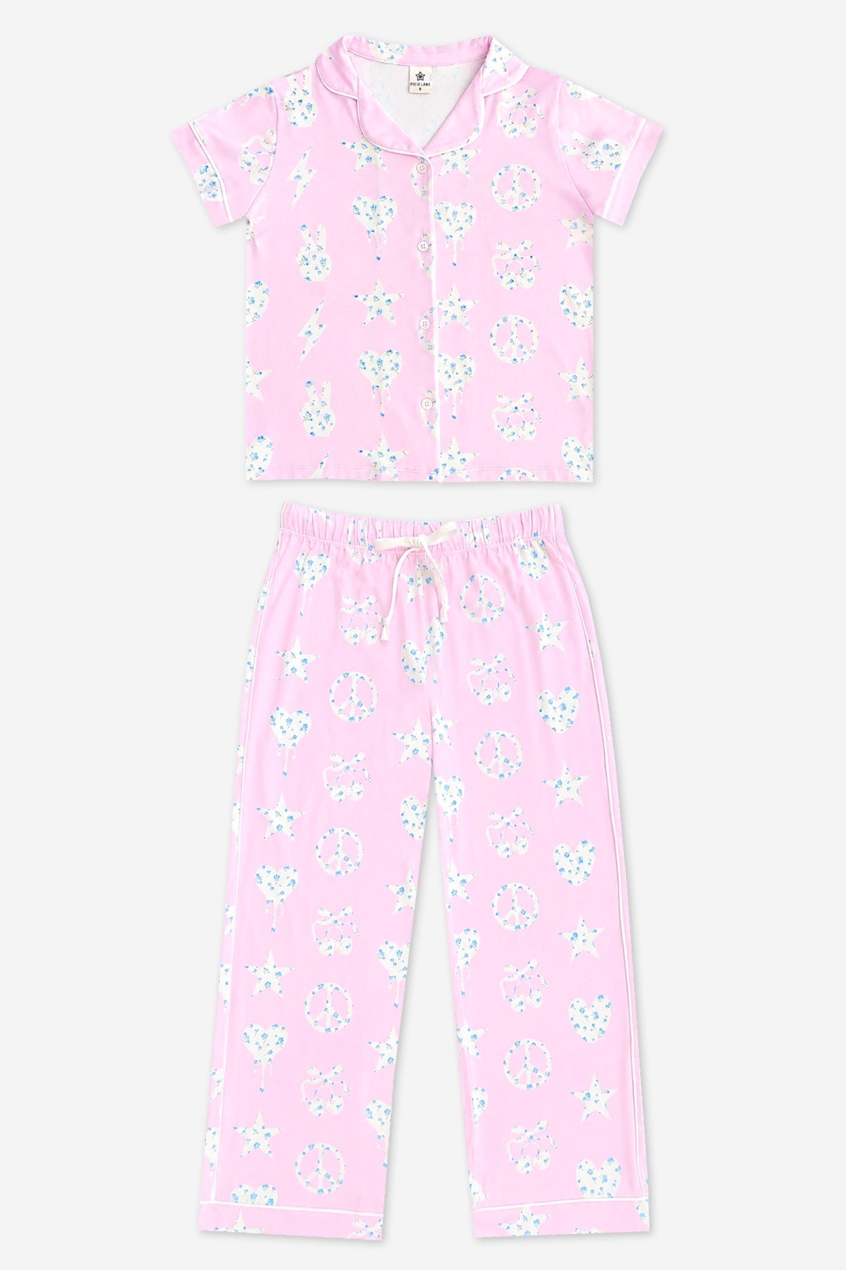 Simply Soft Button Down Tee & Karate Pant - Pink Ivory Floral Icons - NEW!