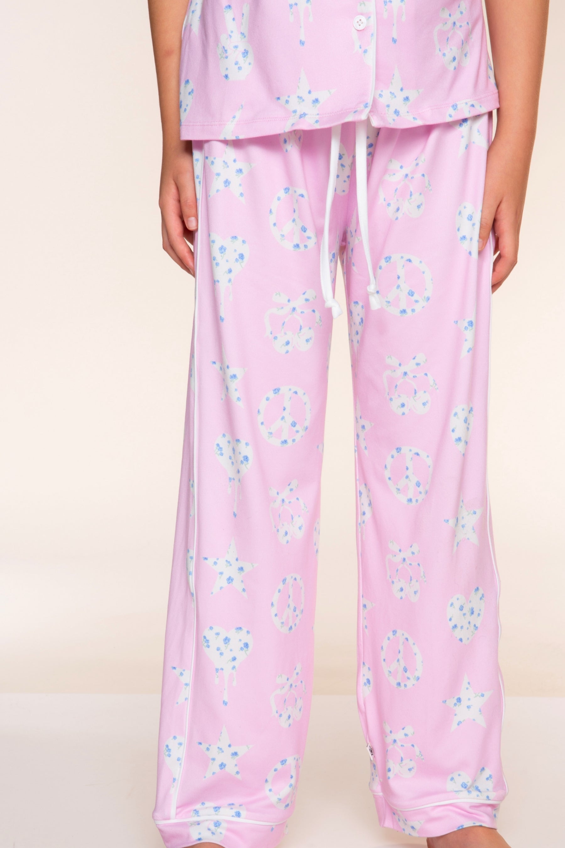 Simply Soft Button Down Tee & Karate Pant - Pink Ivory Floral Icons - NEW!