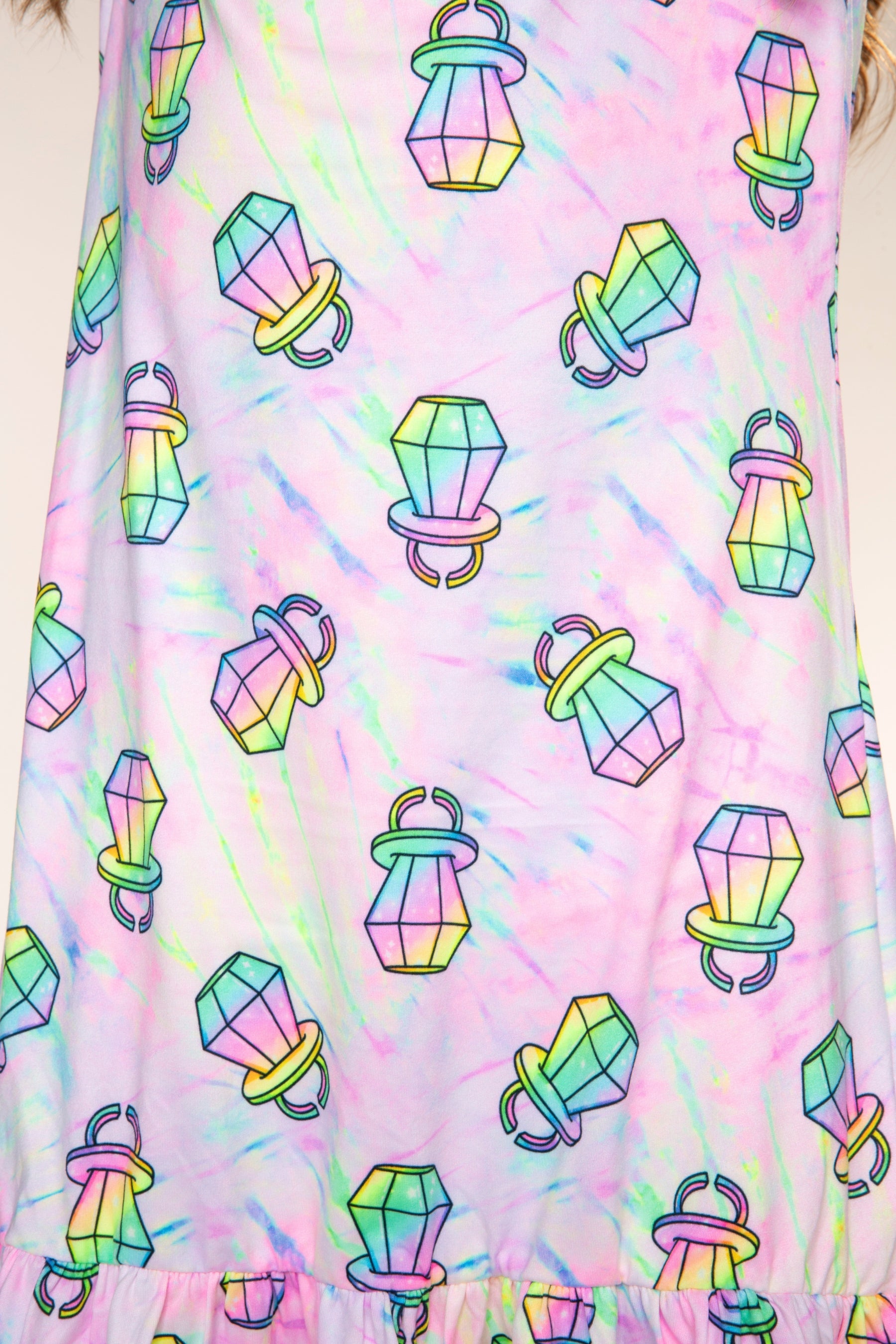 Simply Soft Long Sleeve Ruffle Lounge Dress - Rainbow Tie Dye Ring Pop - NEW!