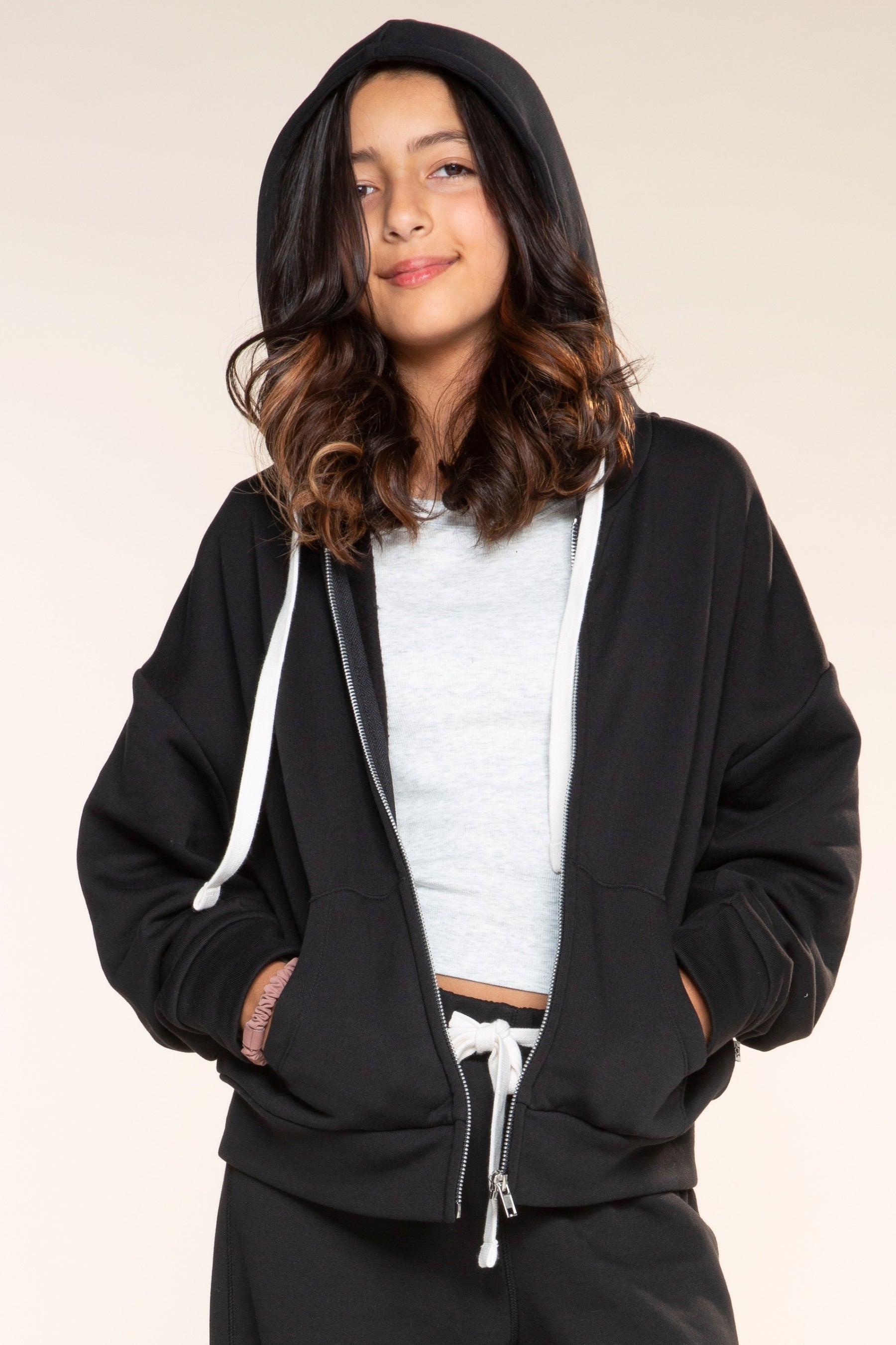 Butter French Terry Drop Shoulder Zip Hoodie