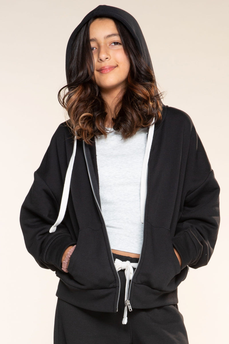 Butter French Terry Drop Shoulder Zip Hoodie