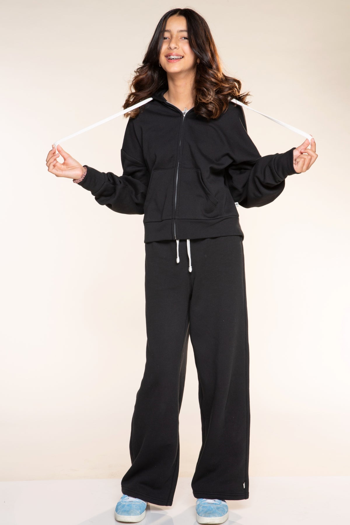 3-Pack Zip Hoodie, Wide Leg & Henley Set - Black | Powder Blue - NEW!