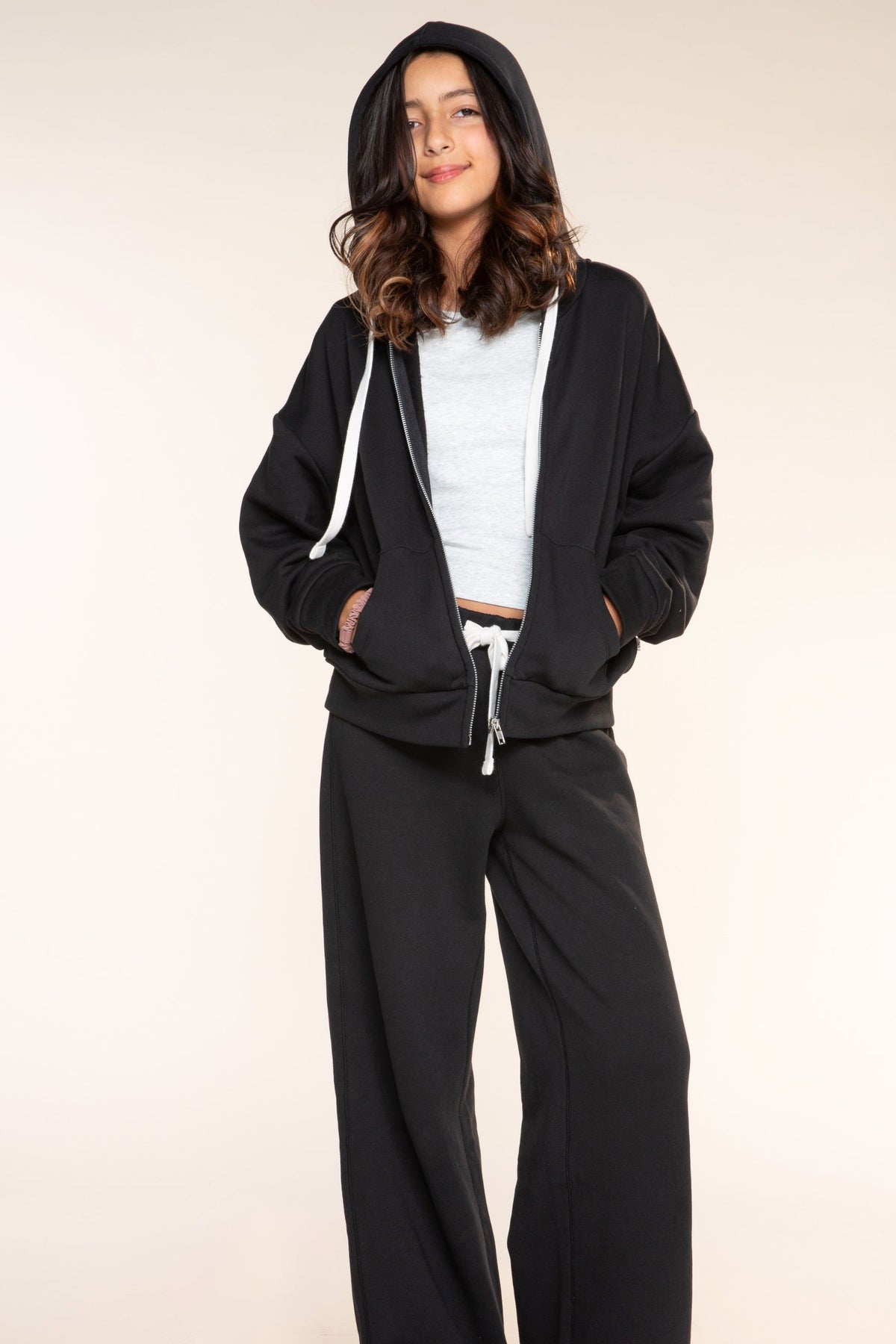 Butter French Terry Wide Leg Pant - Black - NEW!