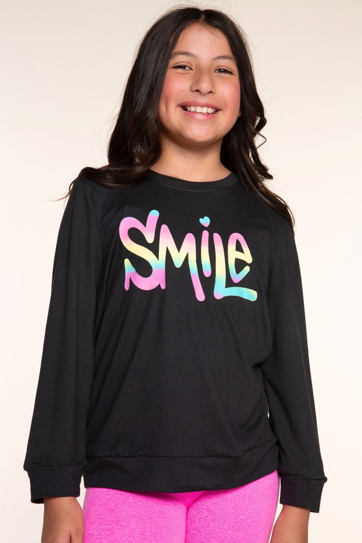 3-Pack Simply Soft Long Sleeve Crew Top - Light Pink Charms | Black Gradient Smile | Grey Good Vibes Peace - NEW!