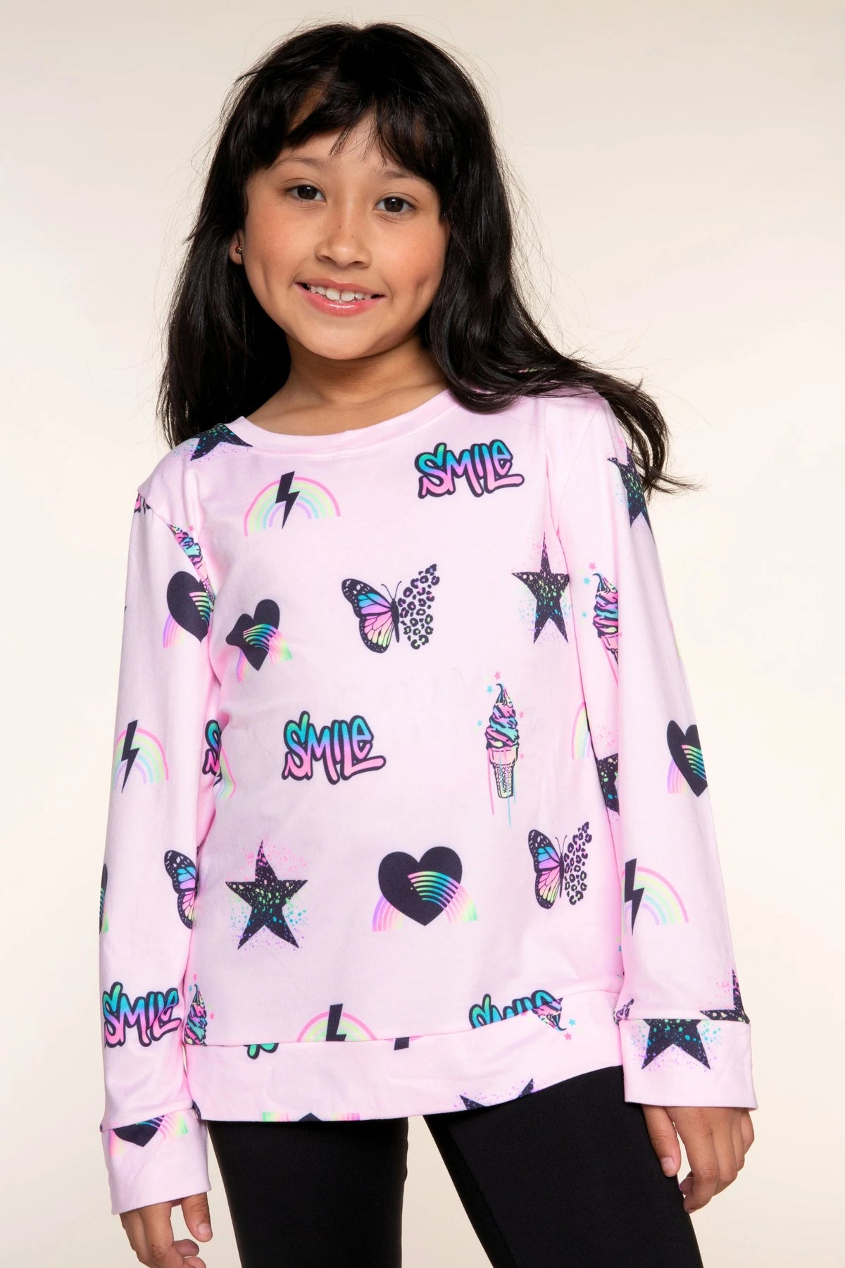Gift Set - Simply Soft Crew, Legging & Cozy Blanket - Light Pink Multi Rainbow Charms | Black Rainbow Smile Icons - NEW!