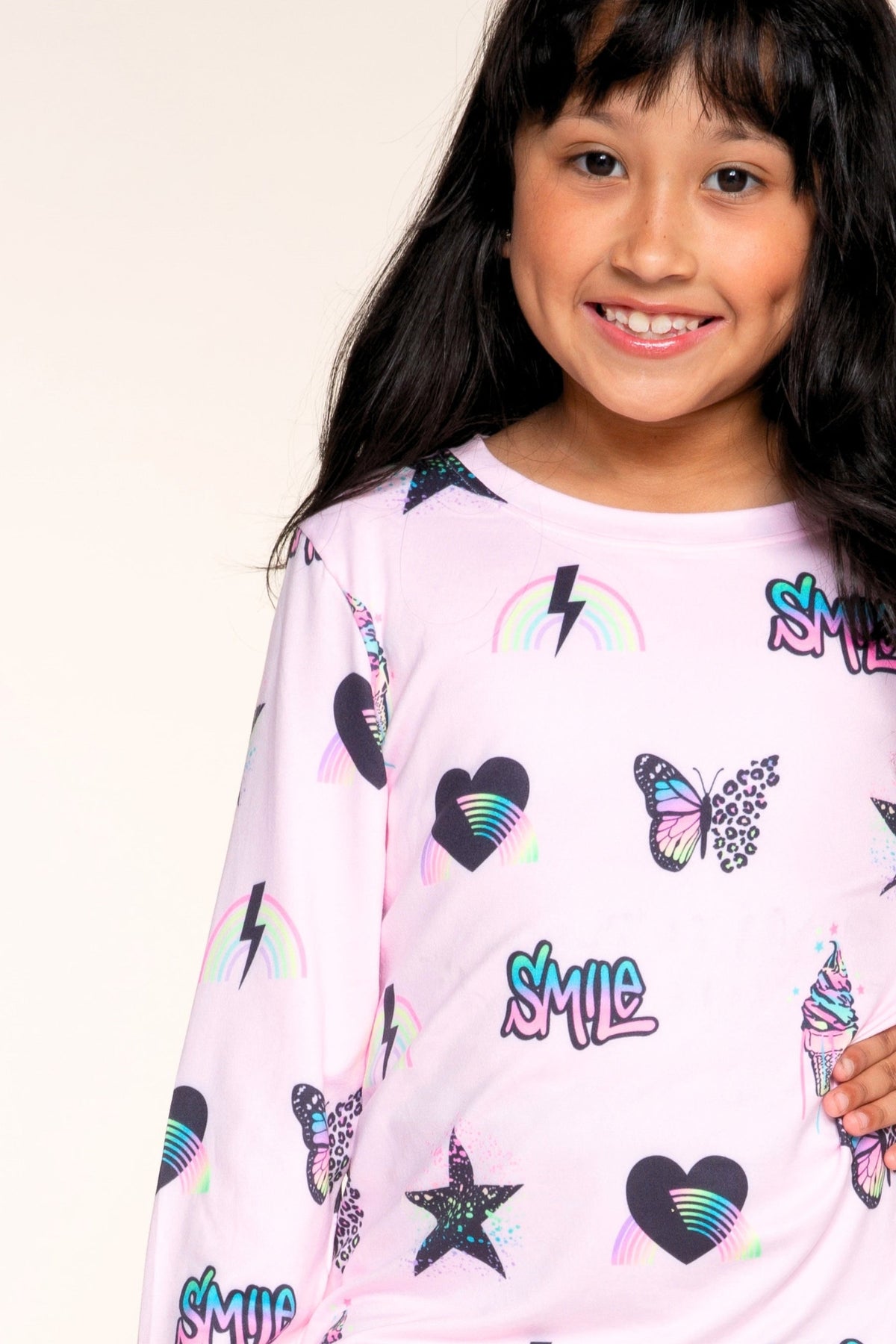 3-Pack Simply Soft Long Sleeve Crew Top - Light Pink Charms | Black Gradient Smile | Grey Good Vibes Peace - NEW!