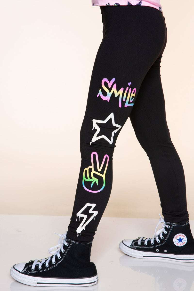 Simply Soft Luxe Mid-Rise Long Legging - Black Rainbow Smile Icons - NEW!