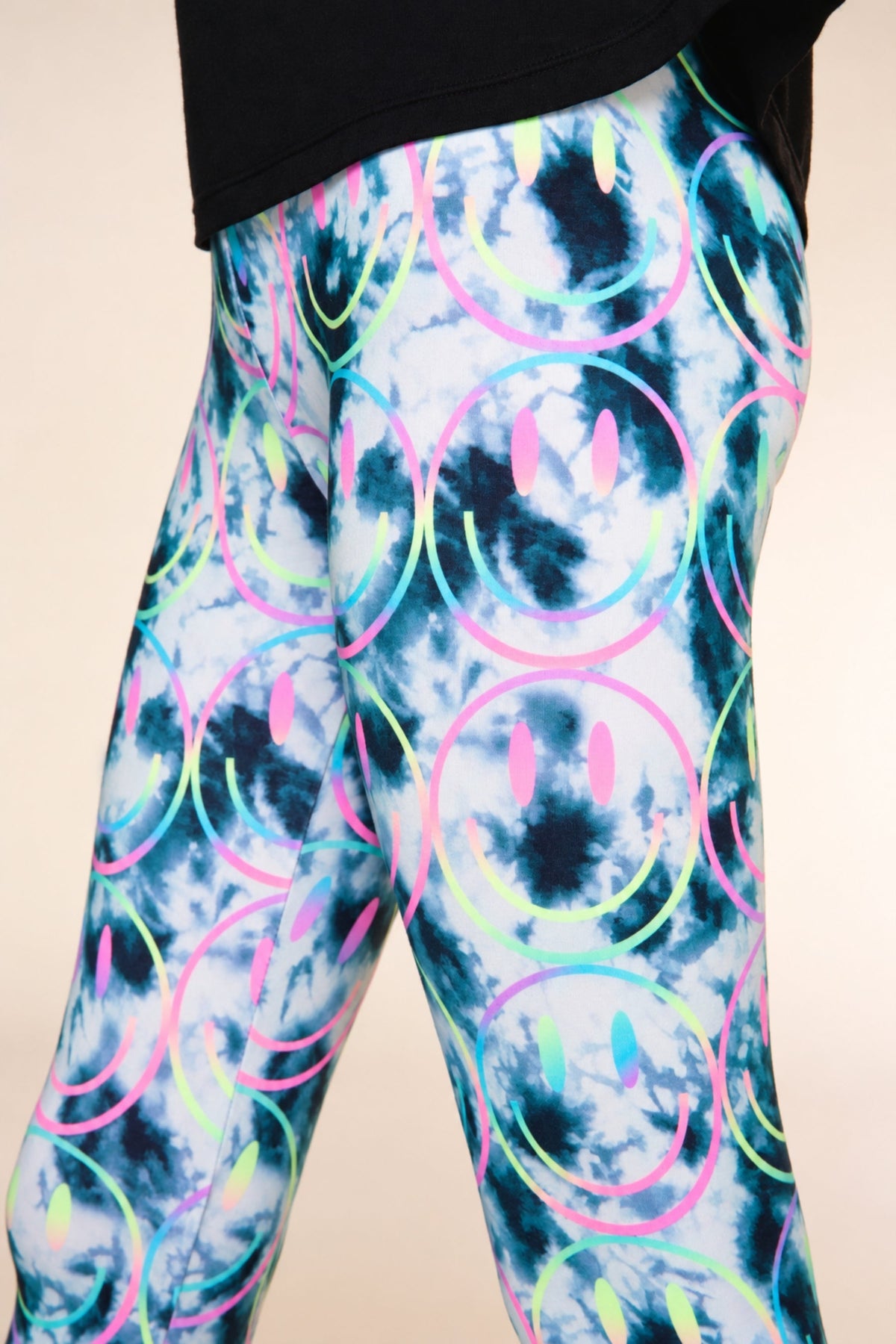 Simply Soft Long Legging. - Black Tie Dye Rainbow Splatter - NEW!