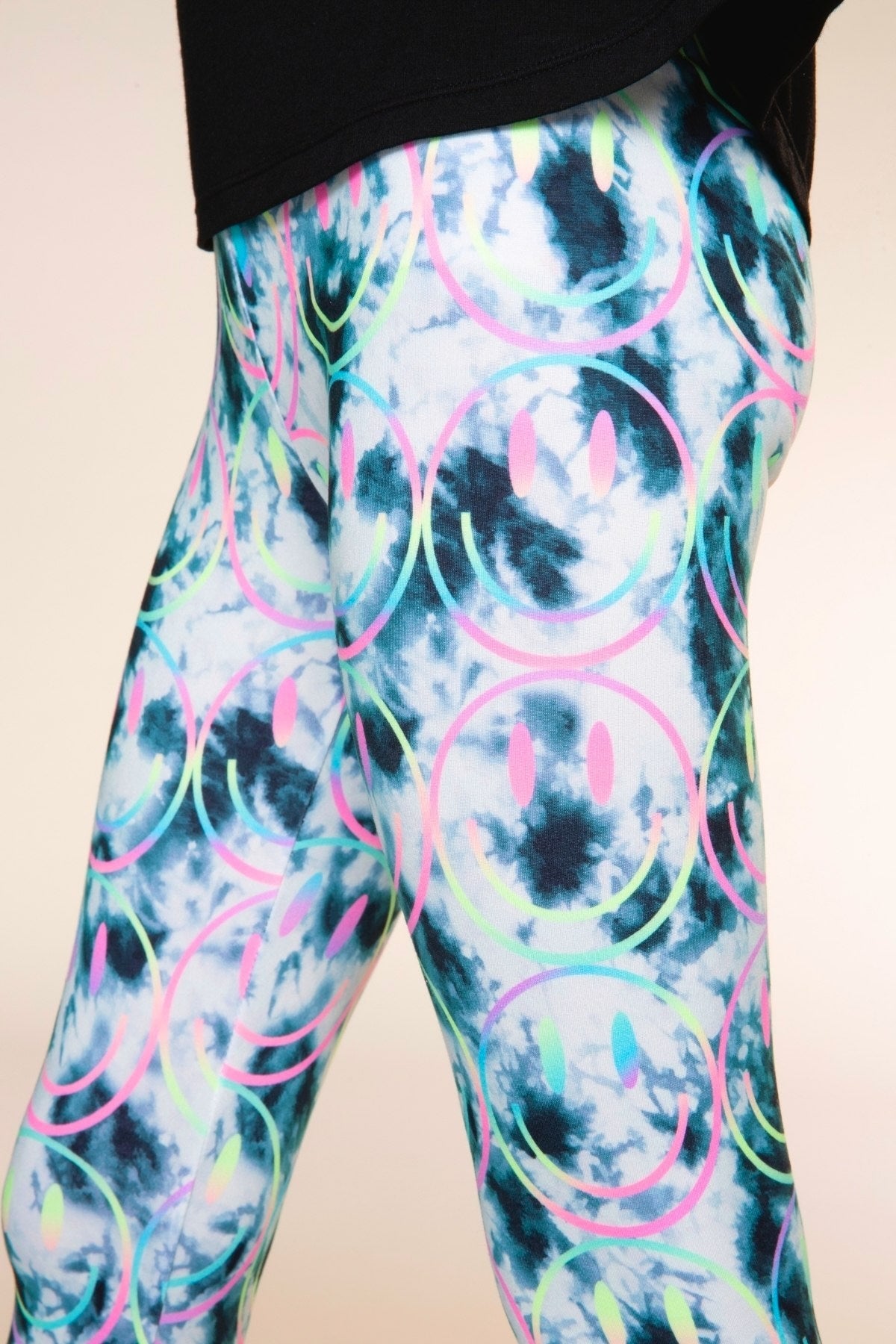 Simply Soft Long Legging. - Black Ivory Tie Dye Rainbow Smile - NEW!