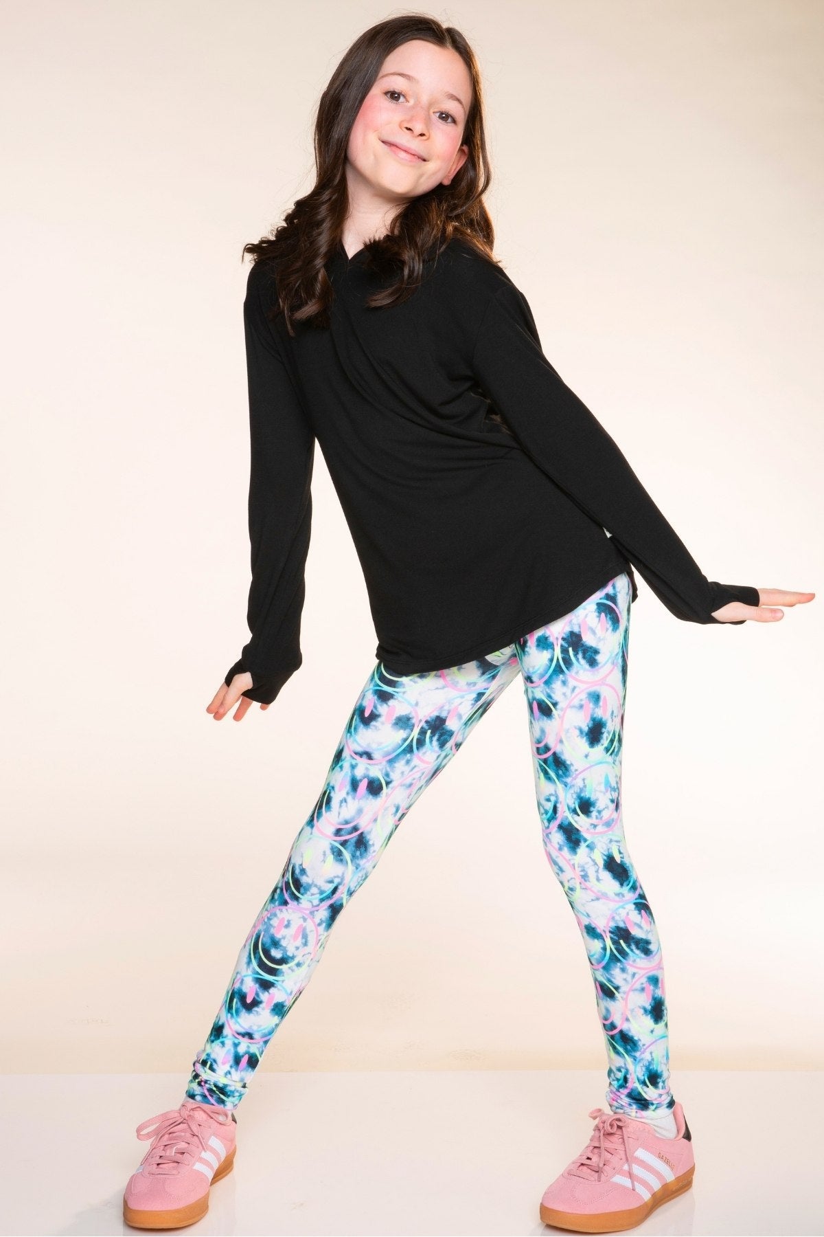 Simply Soft Long Legging. - Black Ivory Tie Dye Rainbow Smile - NEW!
