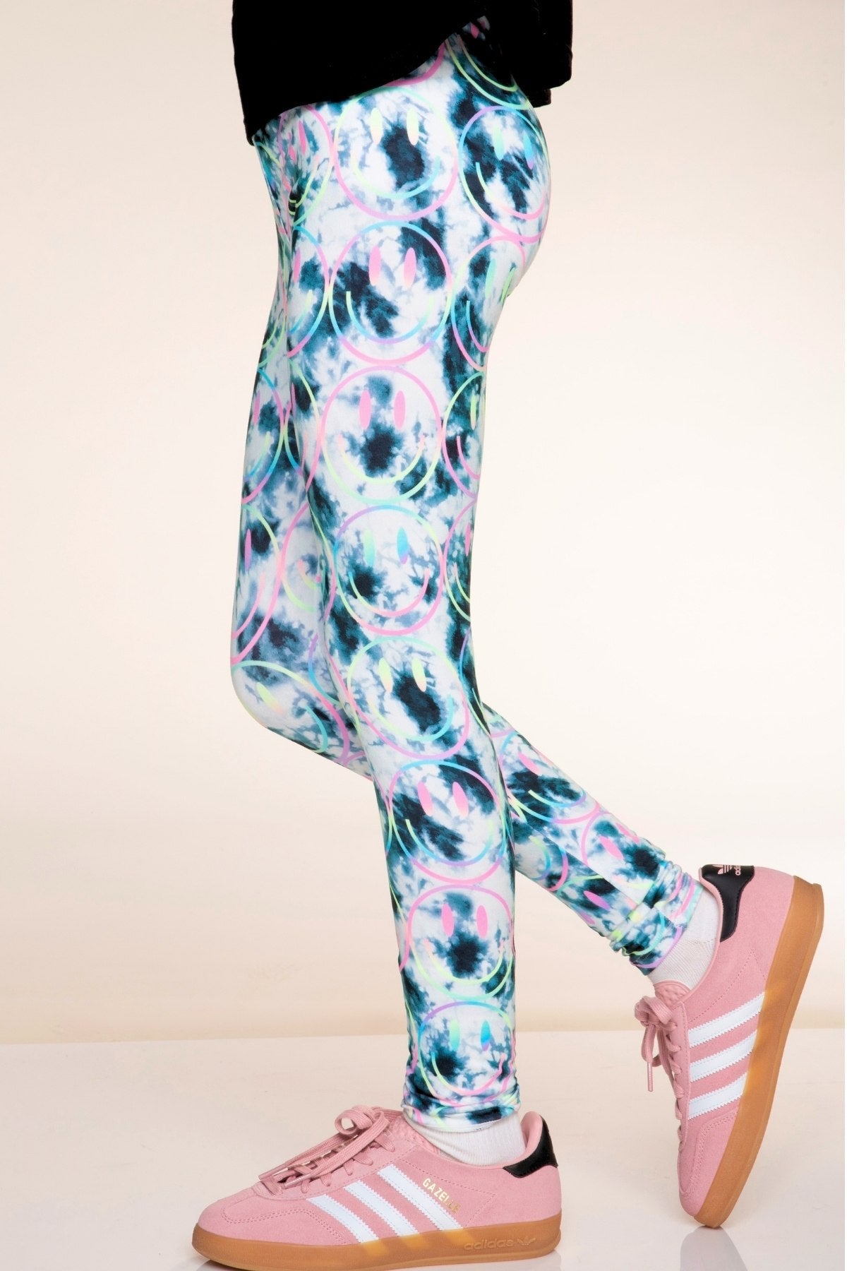 Simply Soft Long Legging. - Black Ivory Tie Dye Rainbow Smile - NEW!