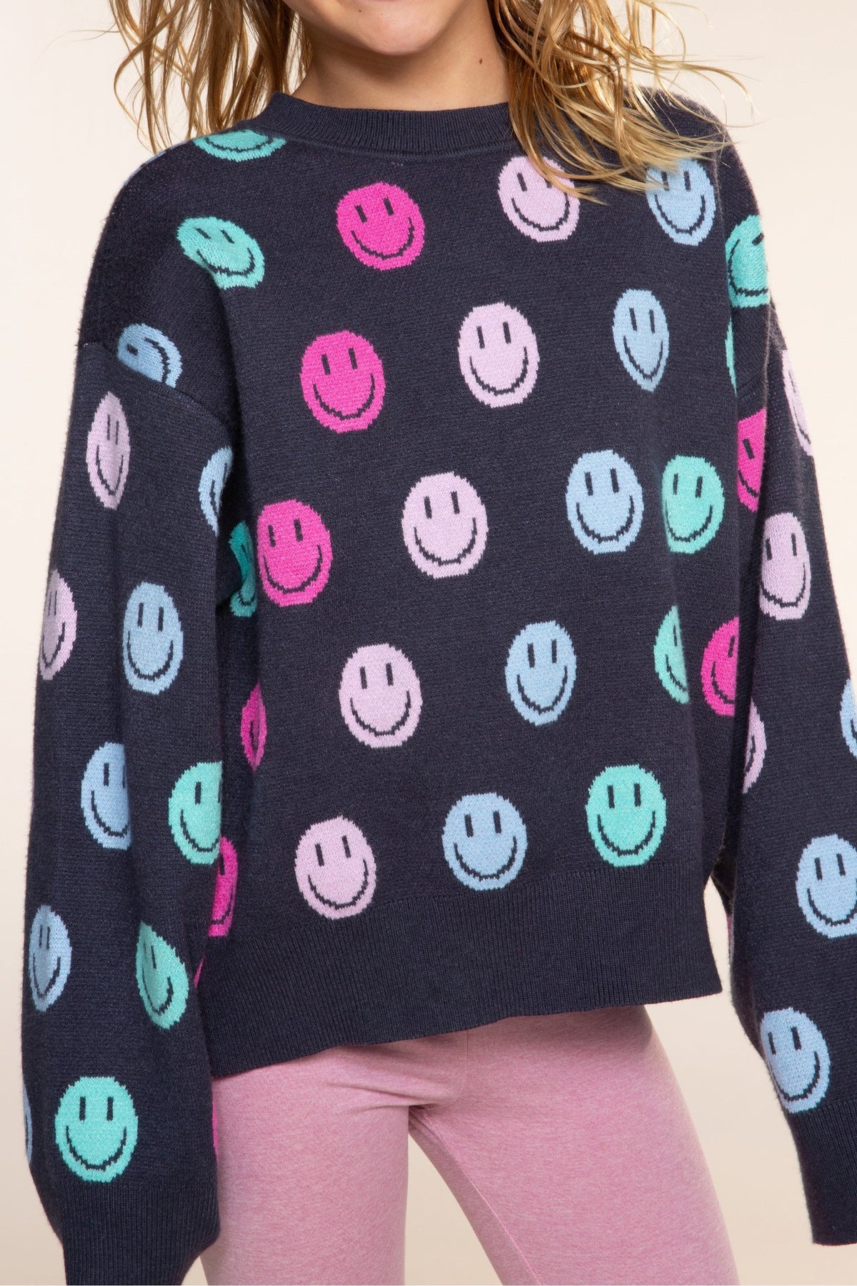 Yummy Soft Crew Neck Sweater - Bubble Gum Pink Green Ivory Candy Canes - NEW!