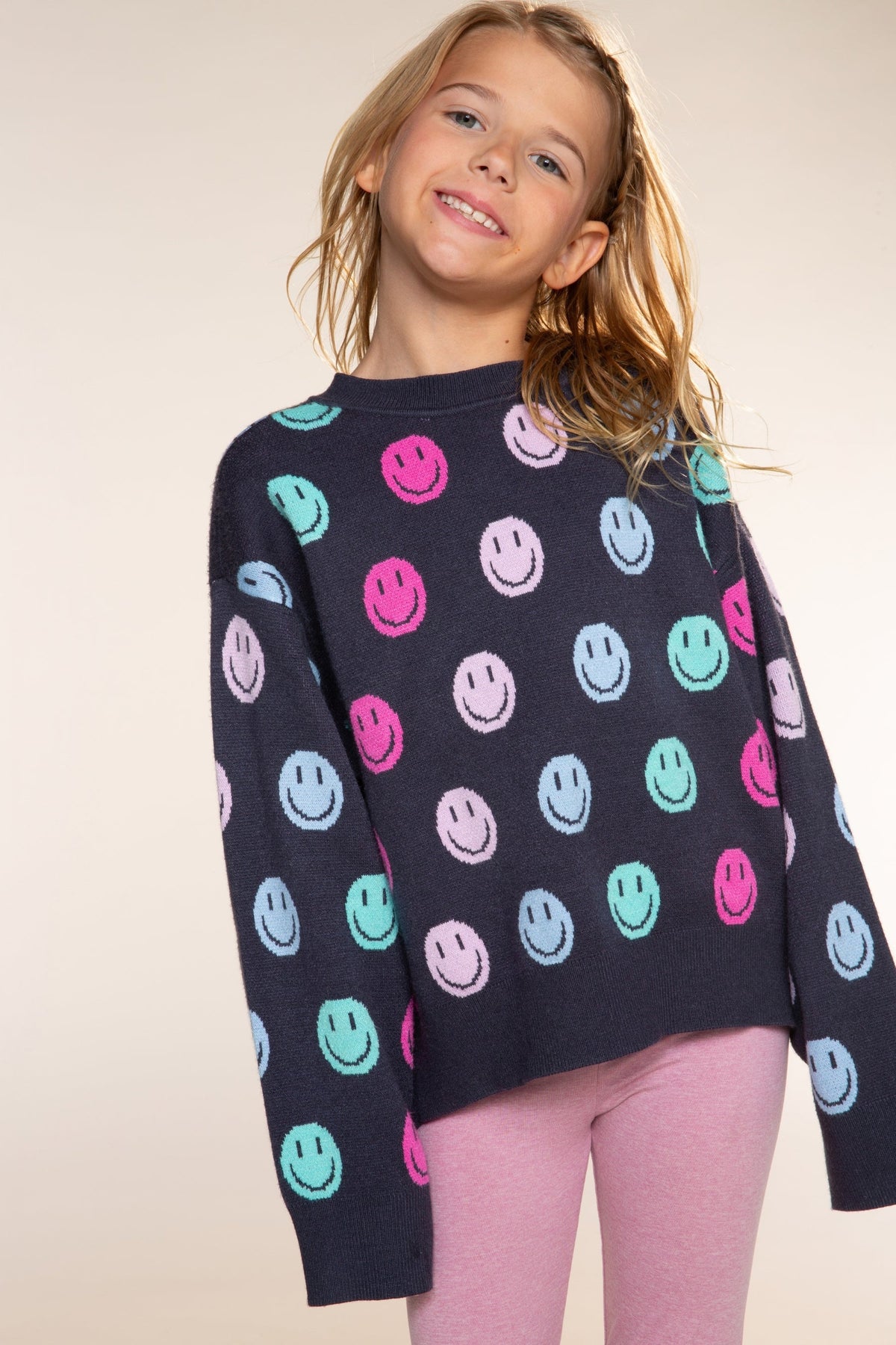 Yummy Soft Crew Neck Sweater - Bubble Gum Pink Green Ivory Candy Canes - NEW!