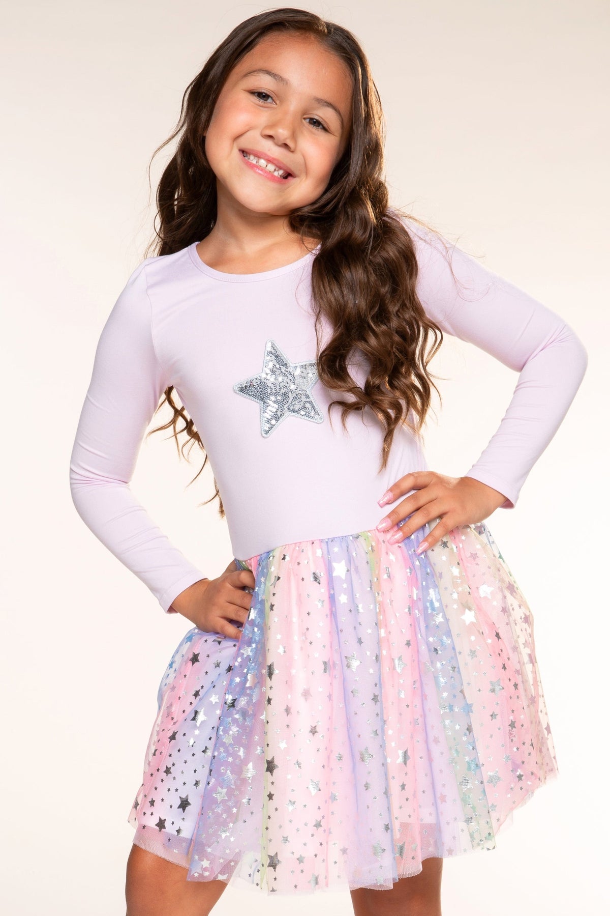 Simply Soft Long Sleeve Ballet Be Happy Tulle Dress - Black Gold Sequin Bow Foil Star - NEW!