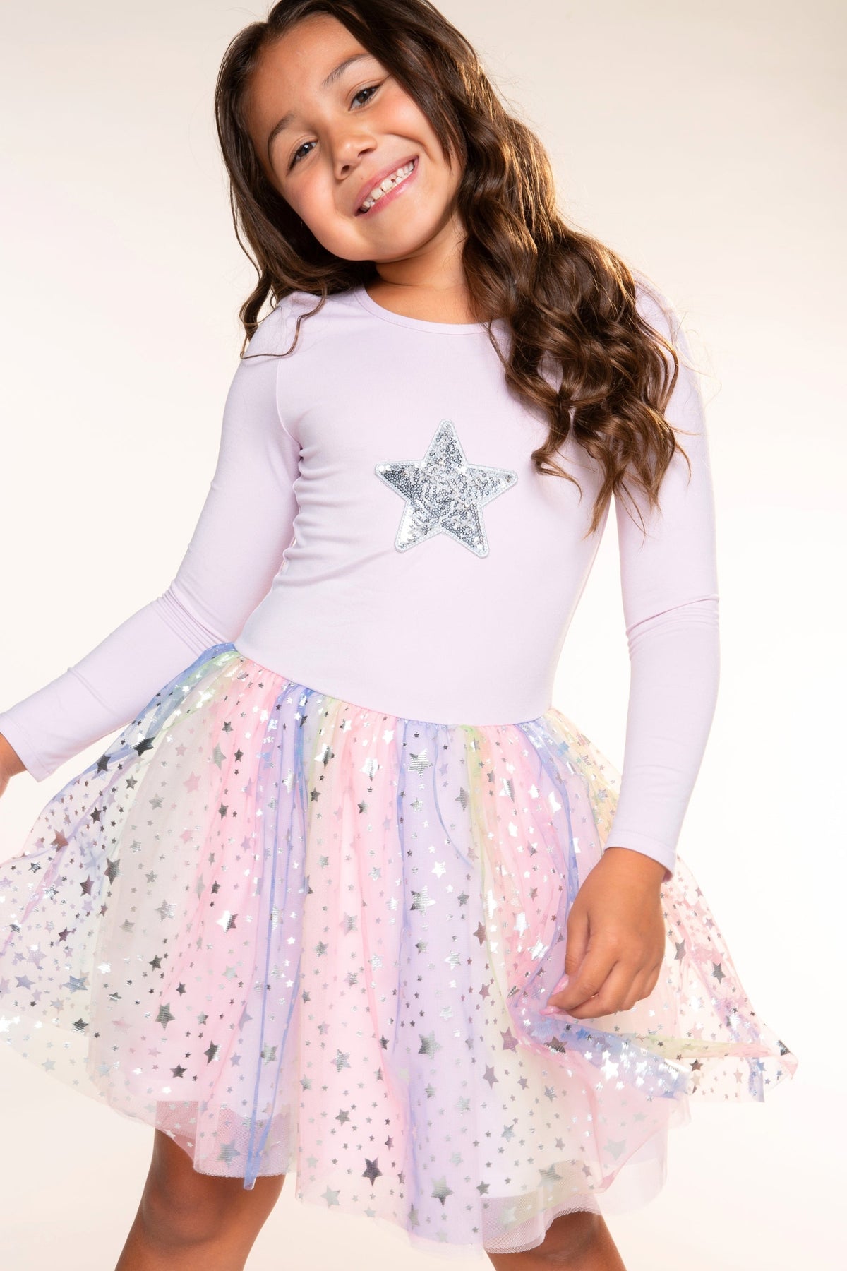 Simply Soft Long Sleeve Ballet Be Happy Tulle Dress - Black Gold Sequin Bow Foil Star - NEW!