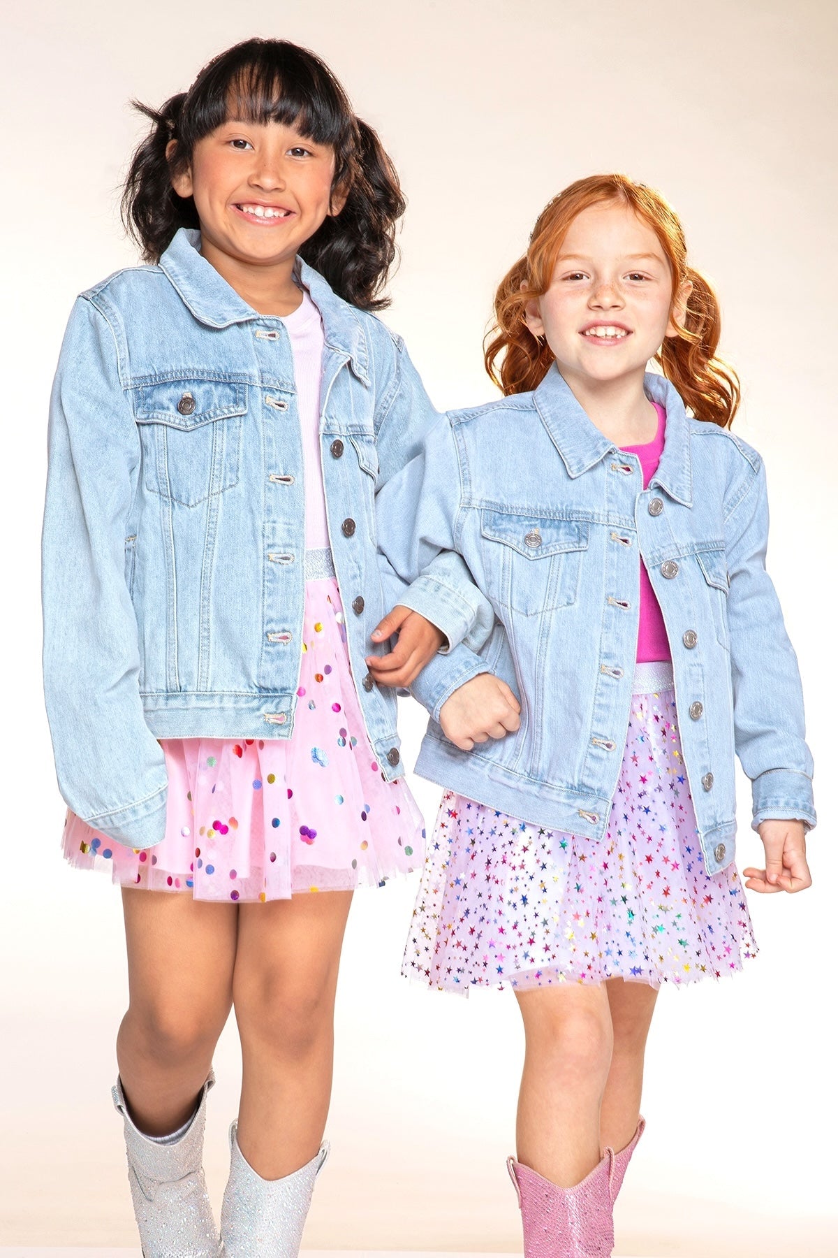 Gemstone Denim Jacket - Lt Denim Pink Bow - NEW!