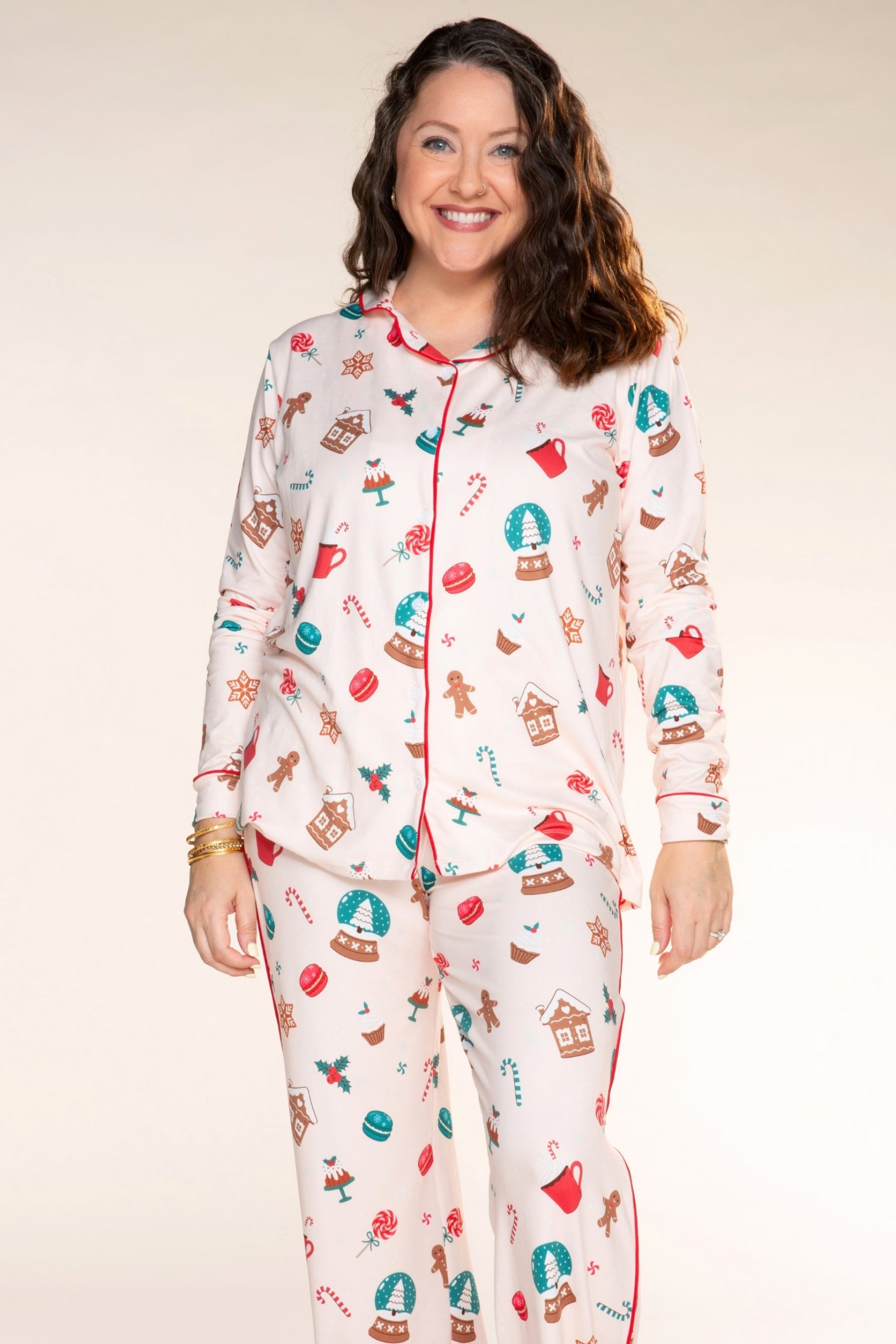Women's Long Sleeve Simply Soft Button Down Top & Karate Pant