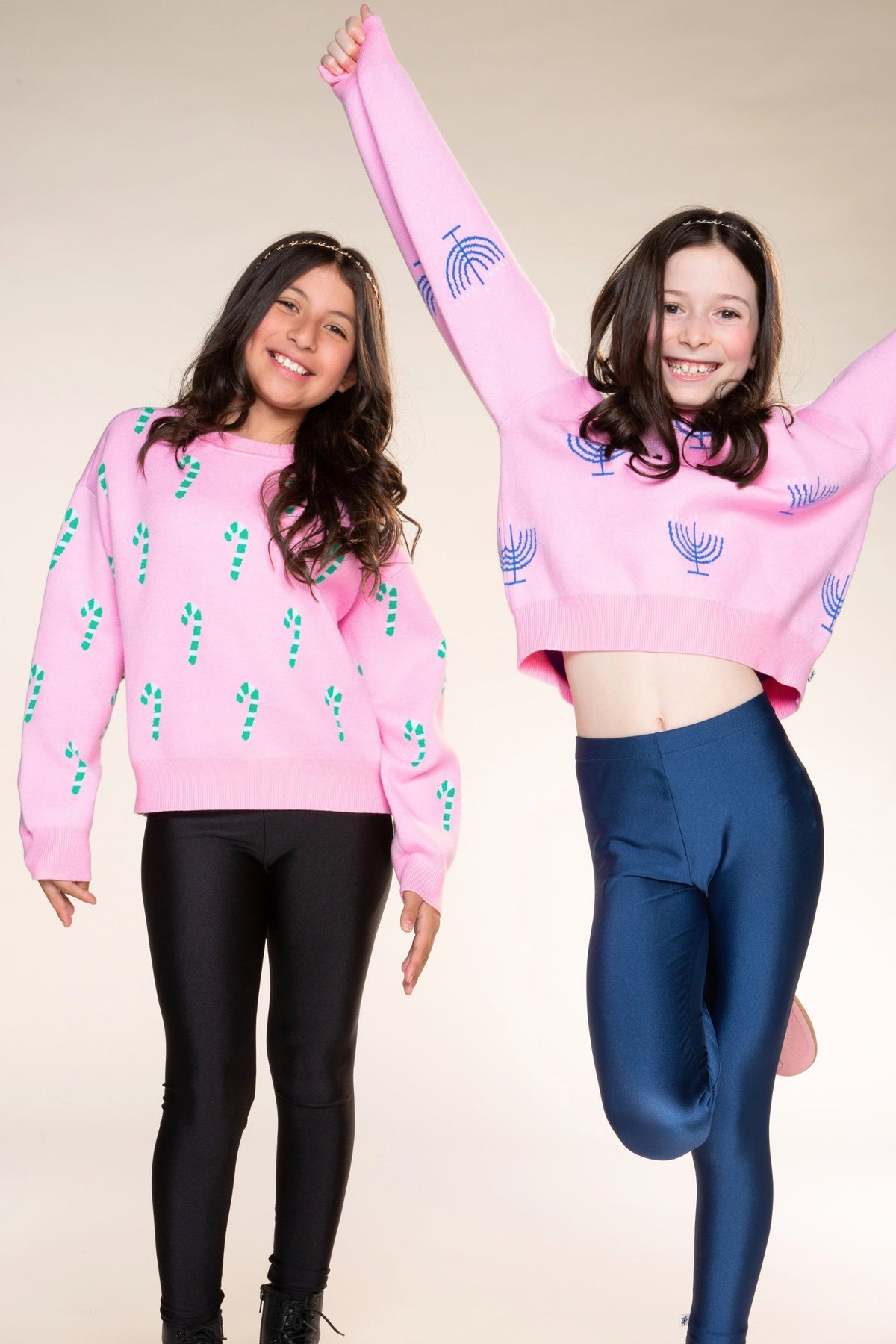 Yummy Soft Crew Neck Sweater - Bubble Gum Pink Green Ivory Candy Canes - NEW!