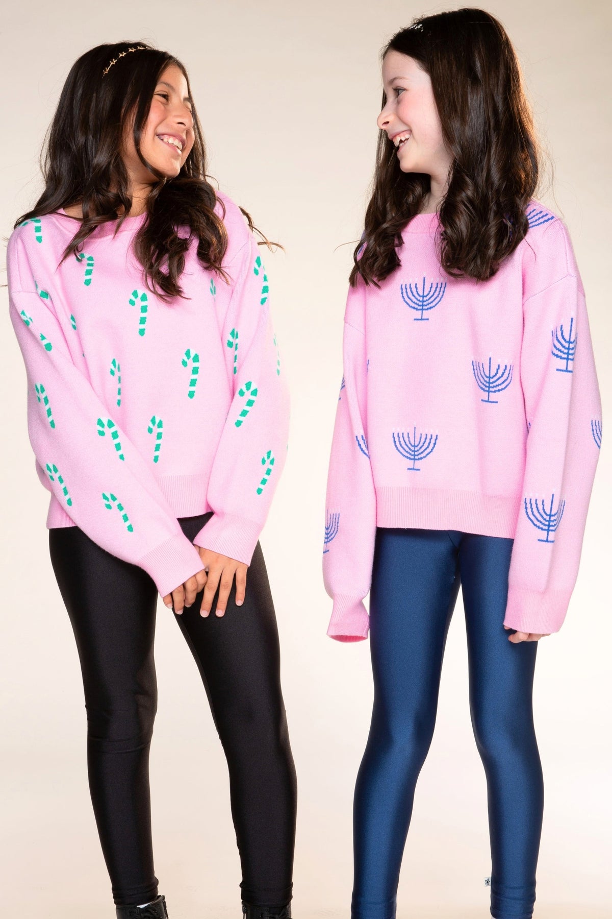 Yummy Soft Crew Neck Sweater - Bubble Gum Pink Green Ivory Candy Canes - NEW!