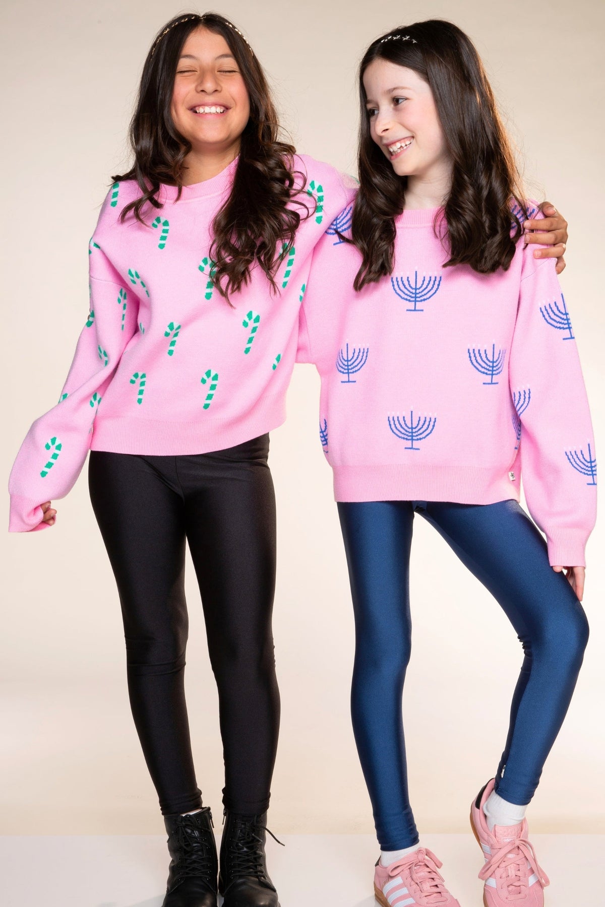 Yummy Soft Crew Neck Sweater - Bubble Gum Pink Green Ivory Candy Canes - NEW!